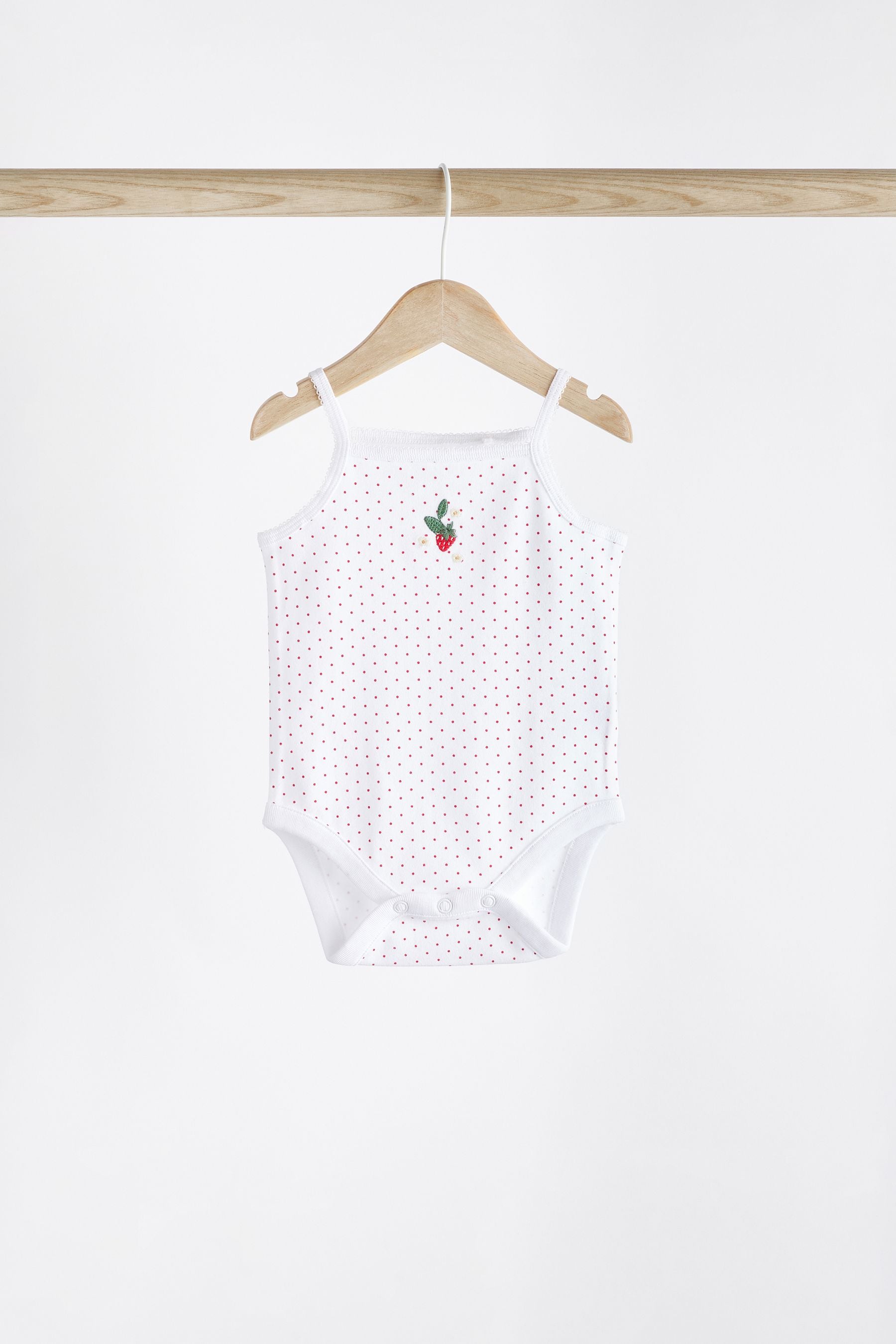 Red/White Baby Strappy Vest Bodysuits 5 Pack