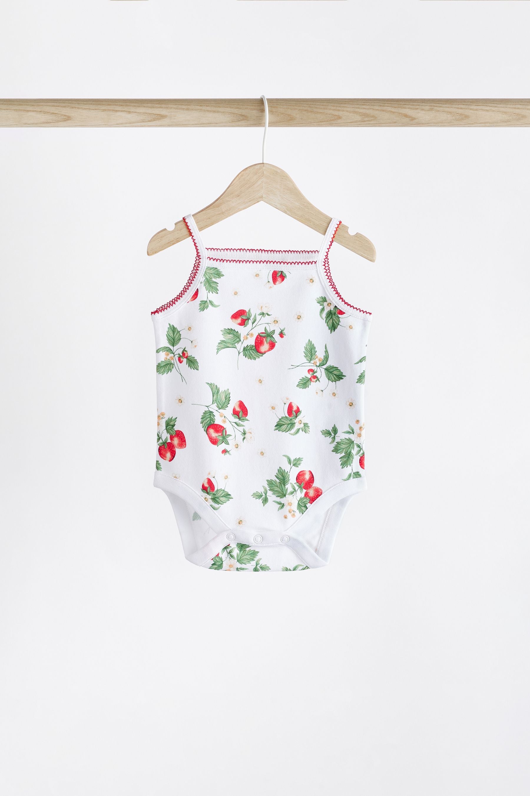 Red/White Baby Strappy Vest Bodysuits 5 Pack