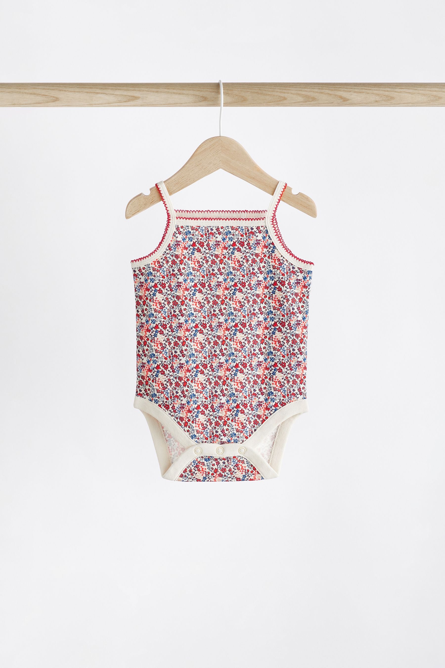 Red/White Baby Strappy Vest Bodysuits 5 Pack