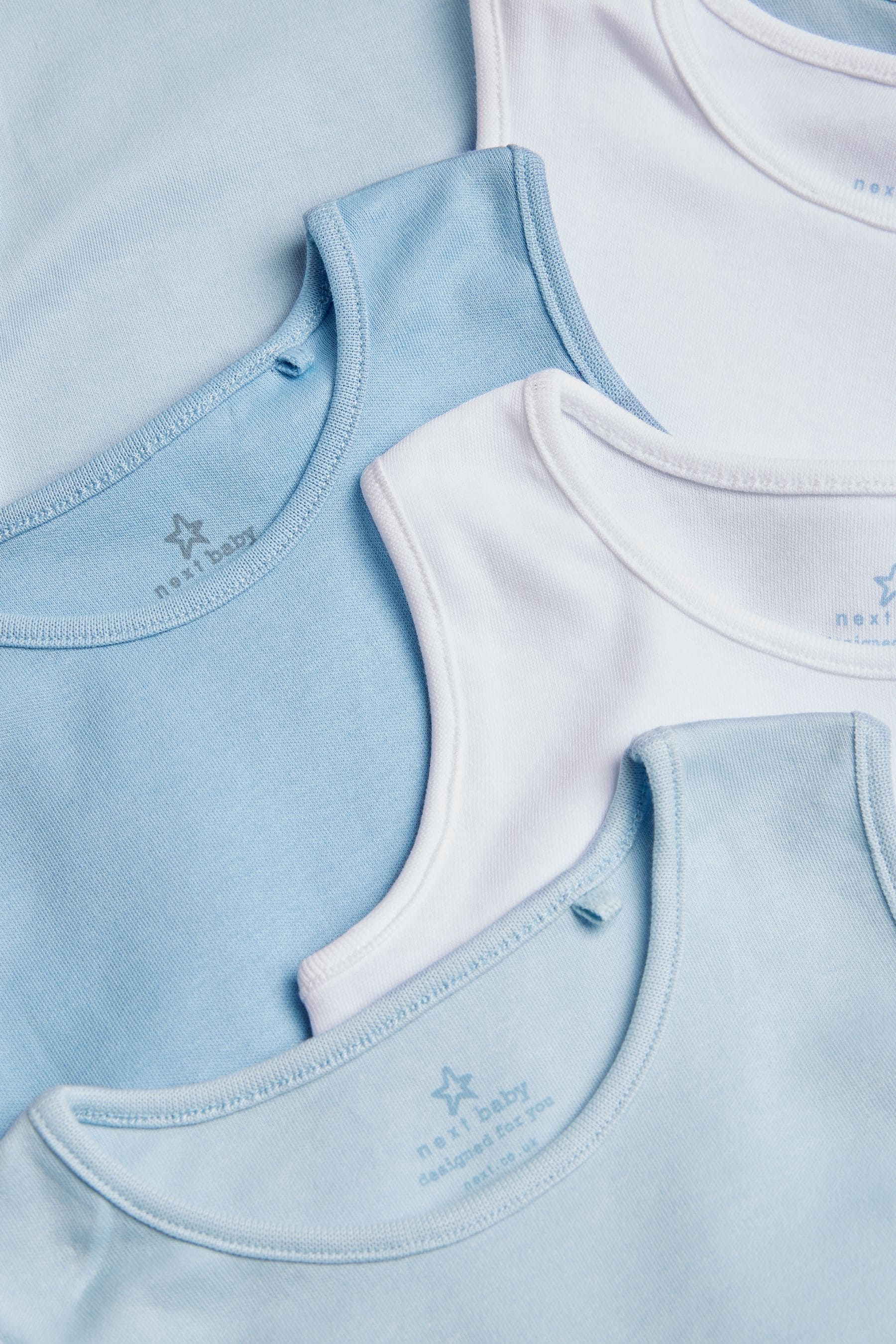 Blue 5 Pack Baby 5 Pack Vest Bodysuits