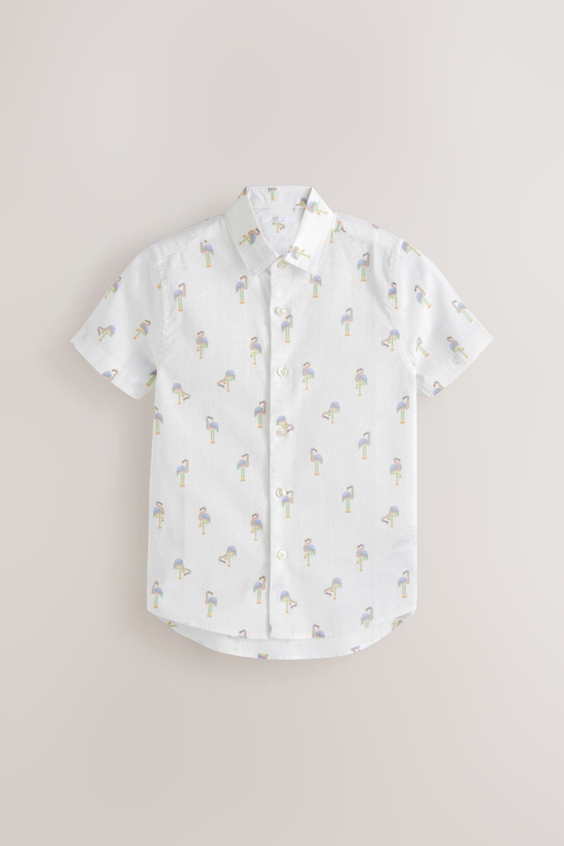 White 100% Cotton Short Sleeve Printed Shirt (3-16yrs)