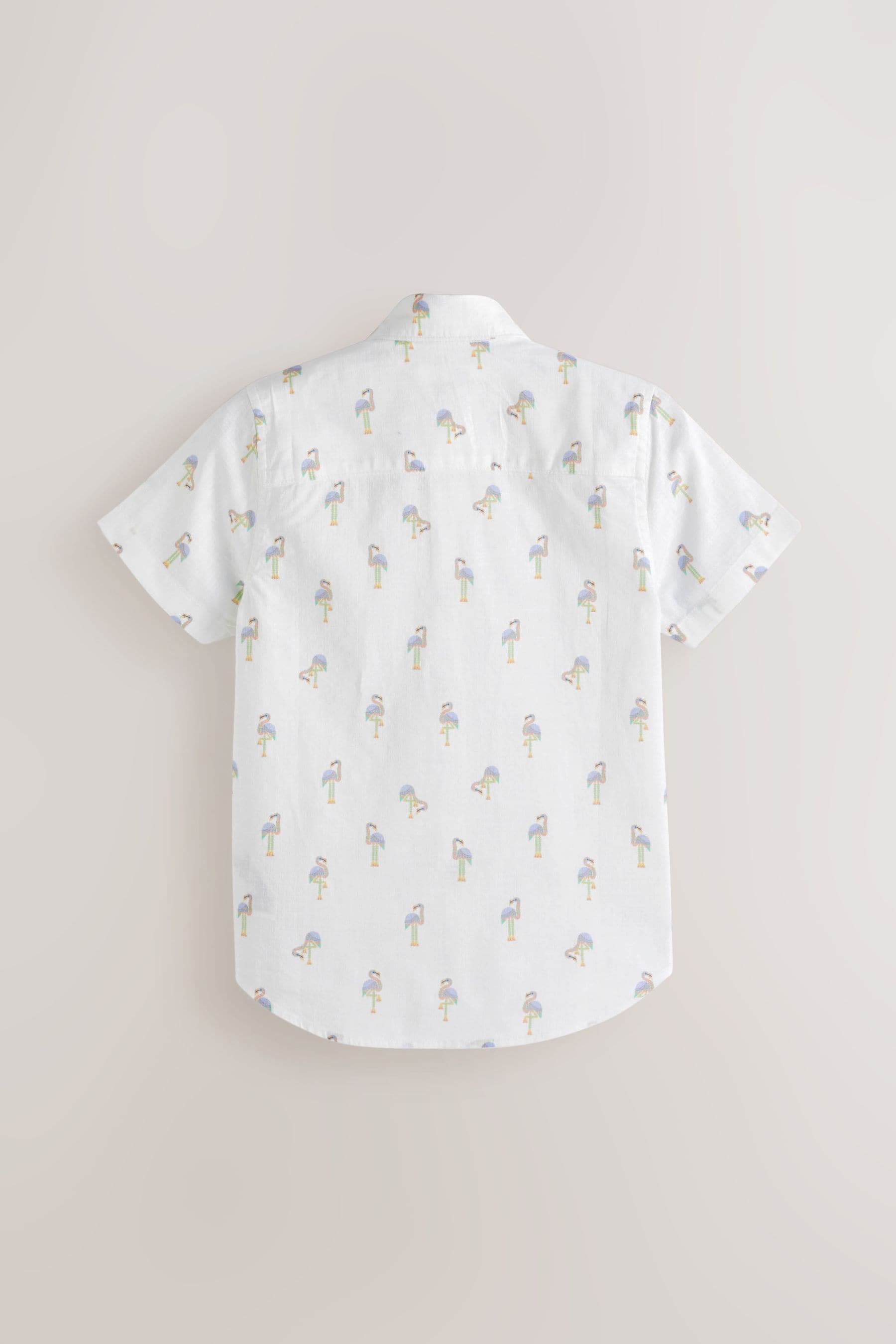 White 100% Cotton Short Sleeve Printed Shirt (3-16yrs)