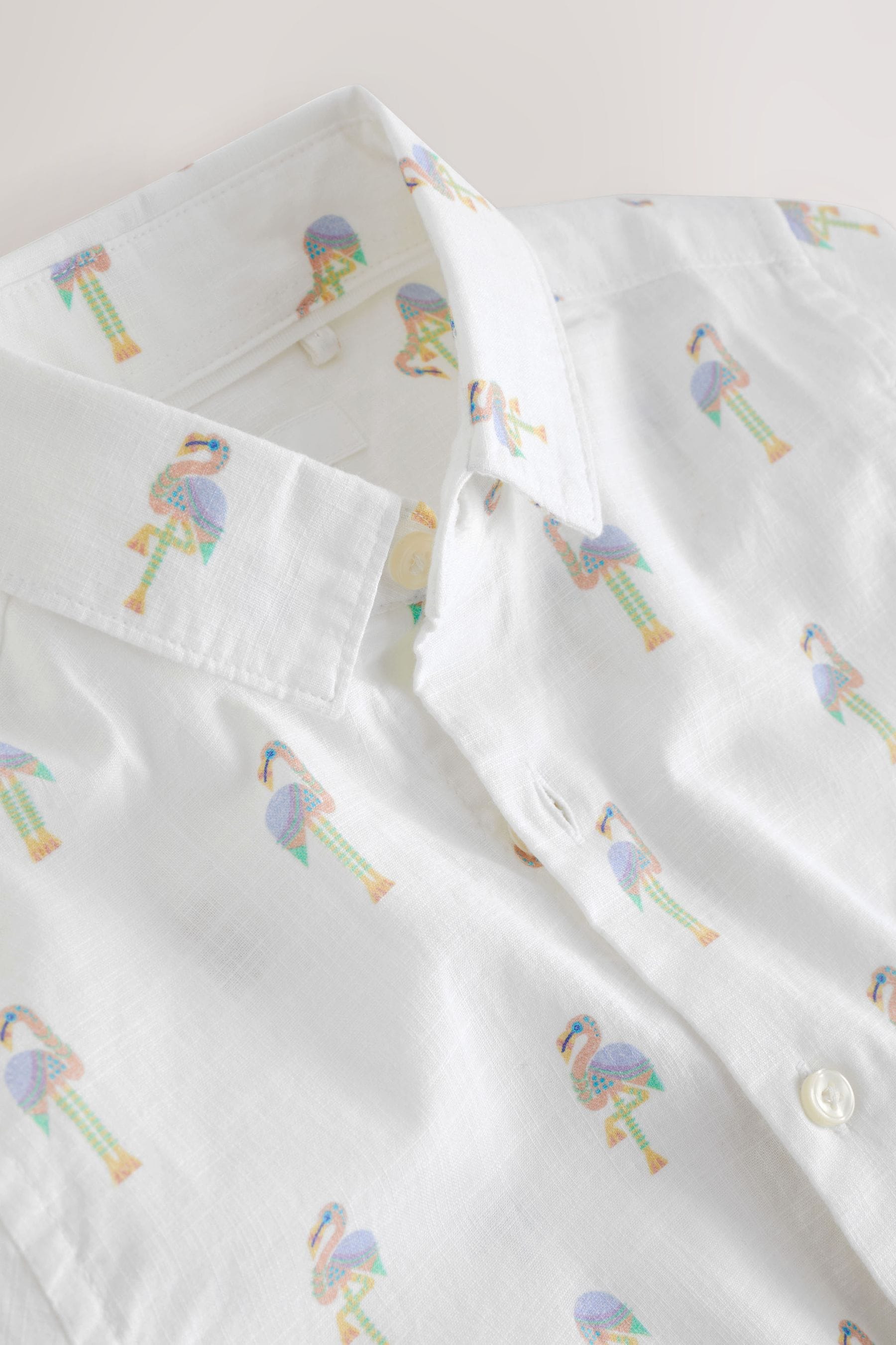 White 100% Cotton Short Sleeve Printed Shirt (3-16yrs)