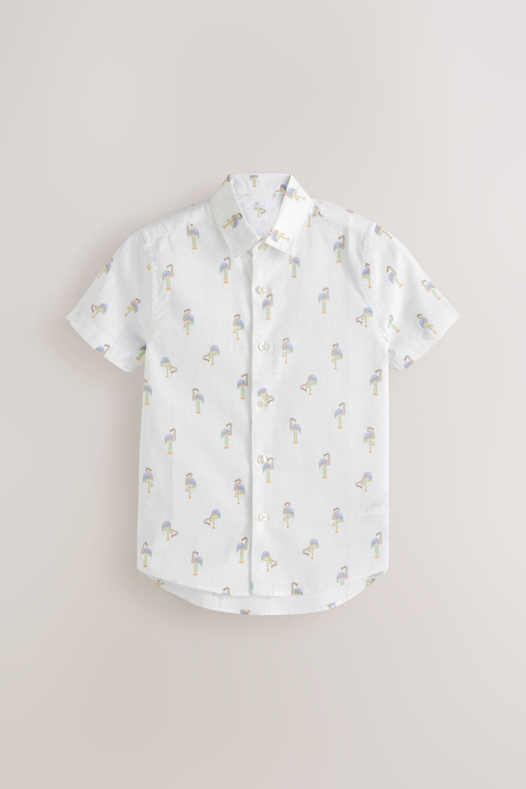 White Short Sleeve Printed Shirt (3-16yrs)