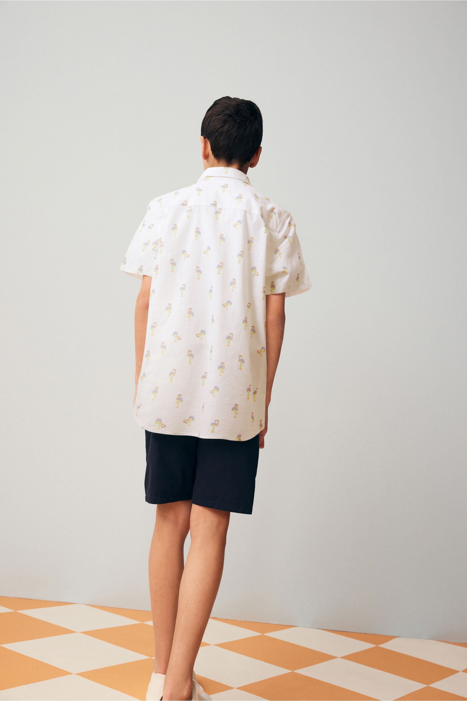 White 100% Cotton Short Sleeve Printed Shirt (3-16yrs)