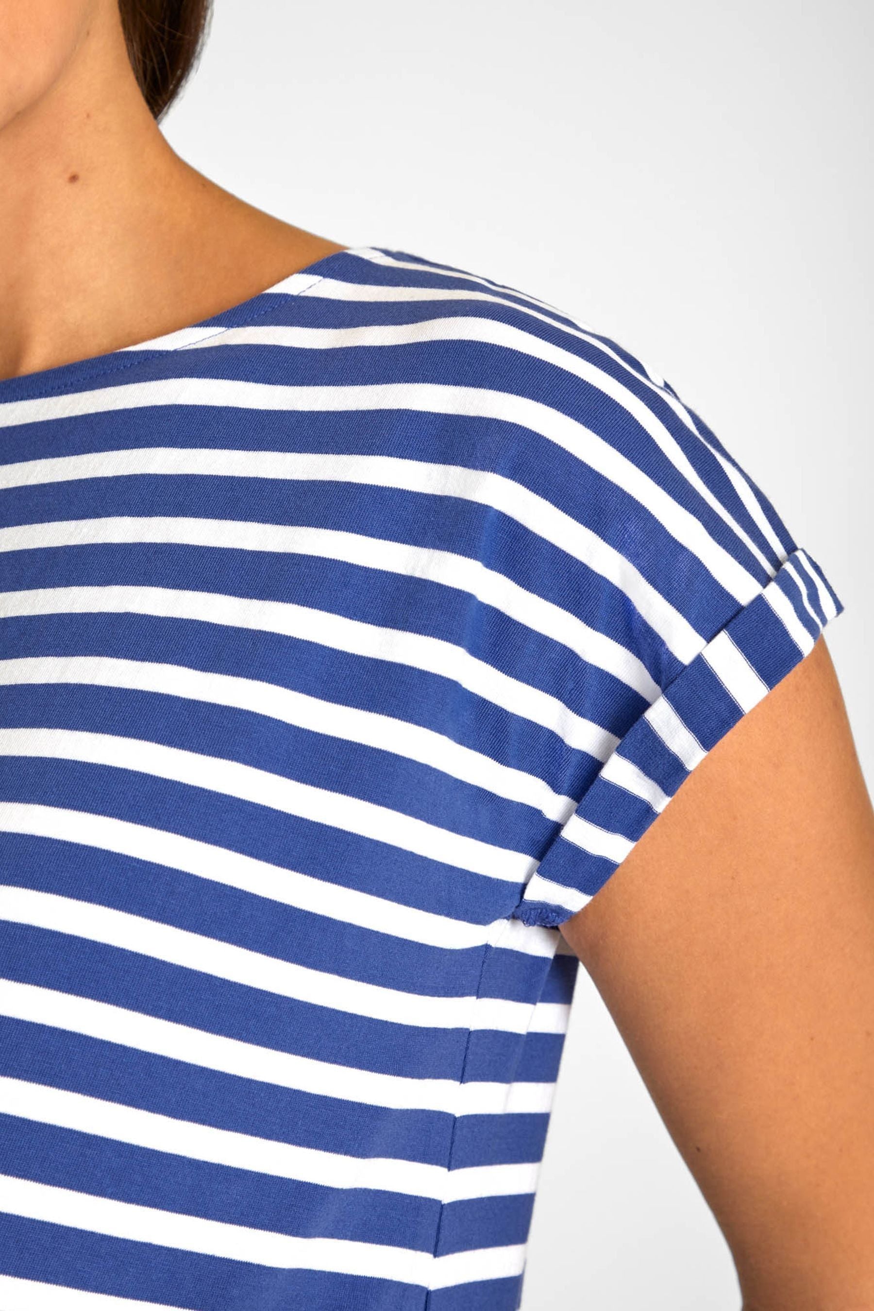 Blue White Stripe JoJo Maman Bébé Boyfriend Cotton Maternity T-Shirt