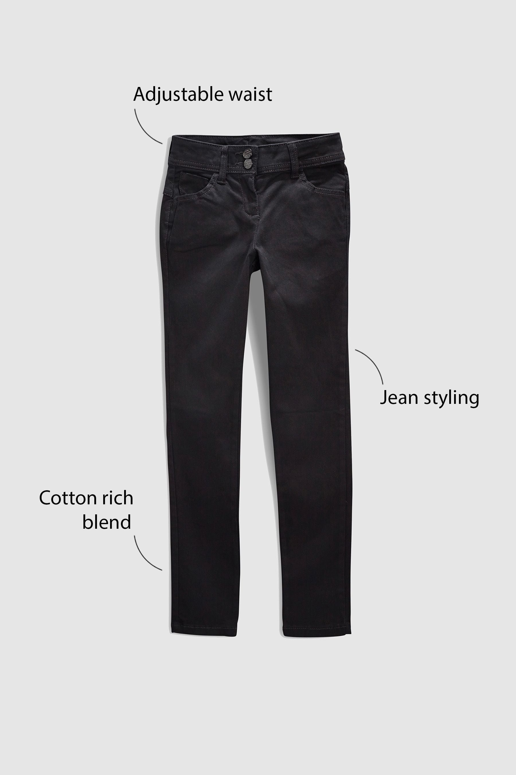 Black Skinny Jean Style Cotton-Rich School Trousers (3-16yrs)