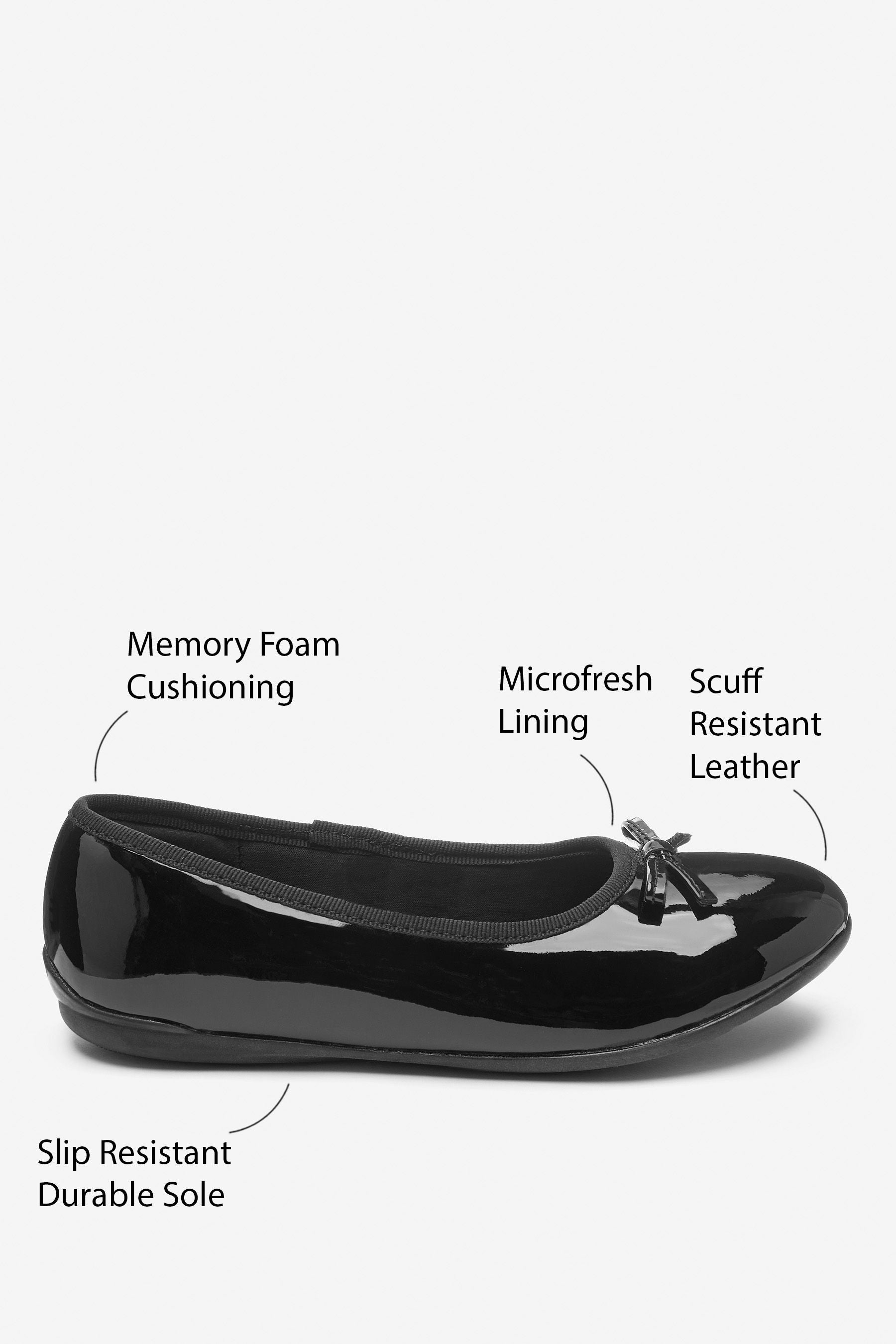 Black Patent Wide Fit (G) School Leather Ballet Shoes