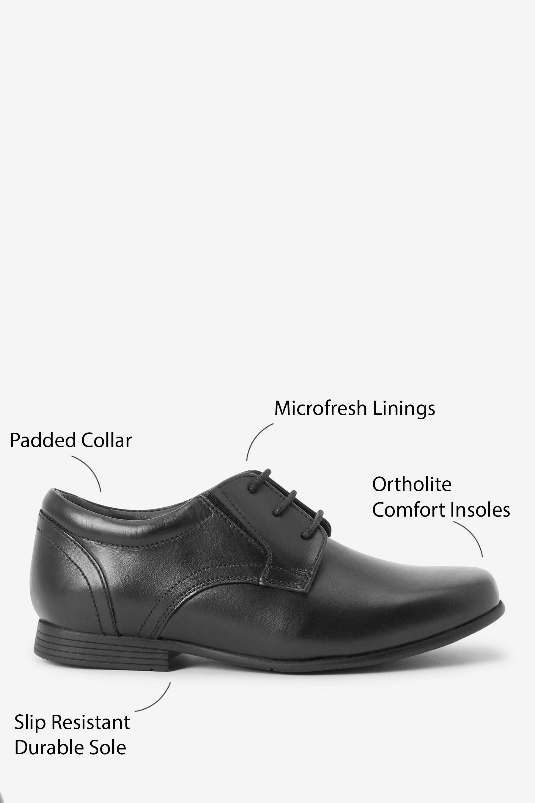 Black Standard Fit (F) School Leather Formal Lace-Up Shoes