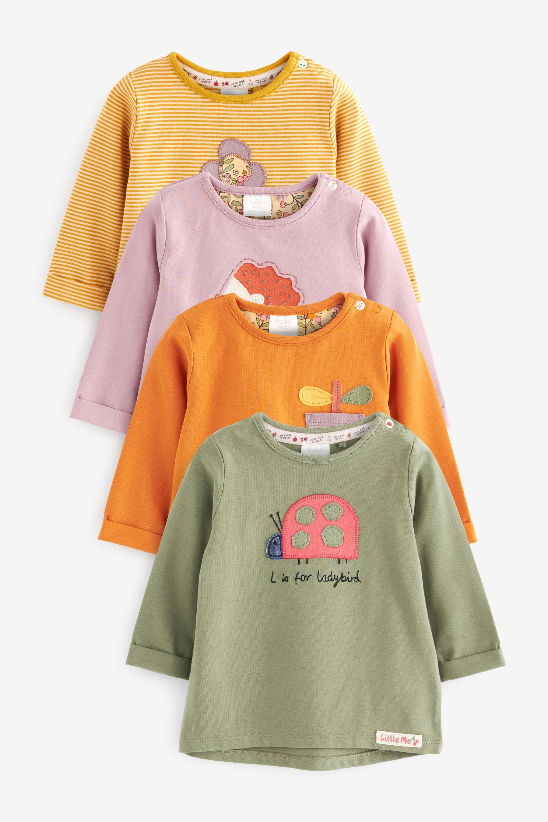 Orange/Purple Character Baby Long Sleeve Tops 4 Pack