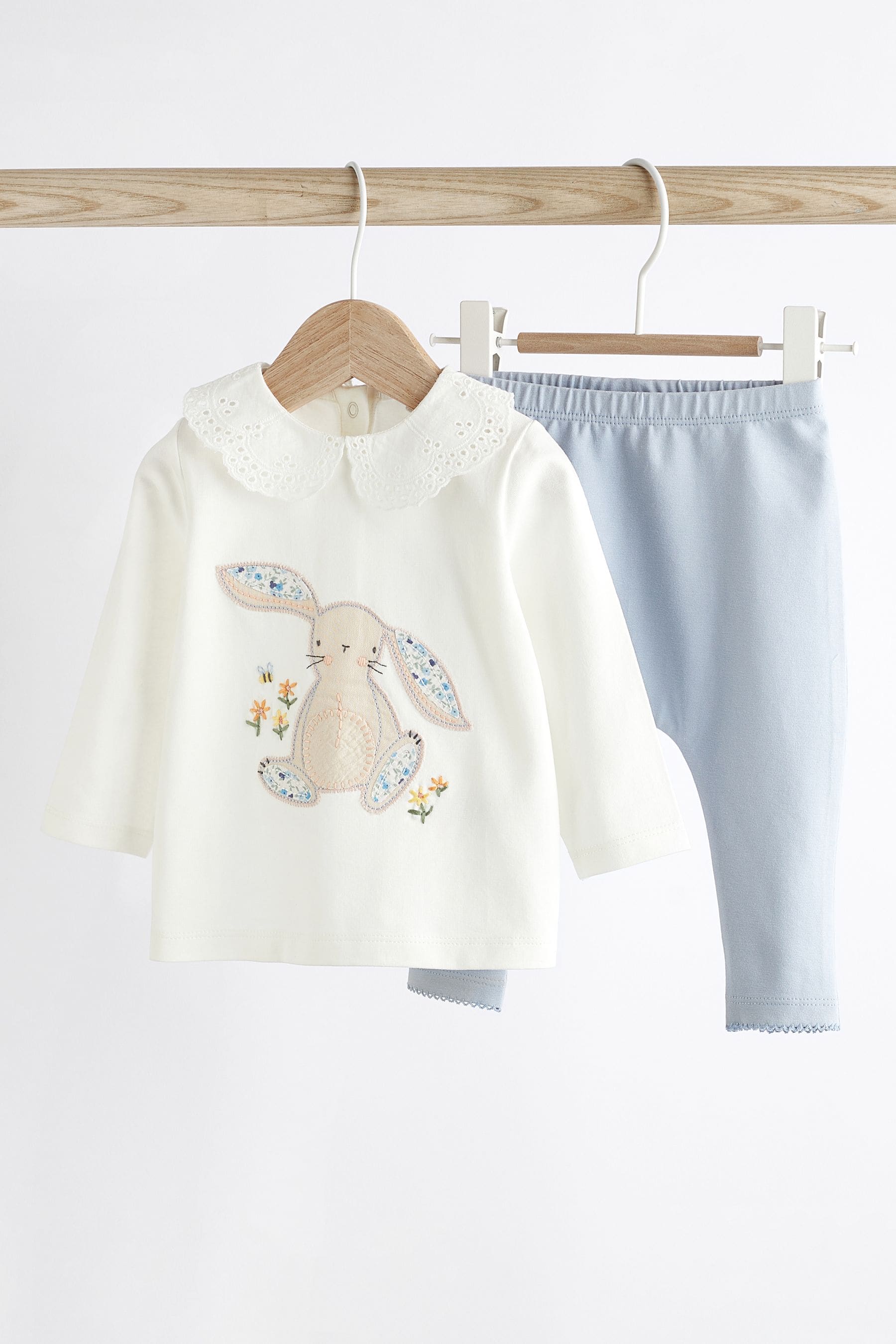 Blue Bunny Baby Top And Leggings Set