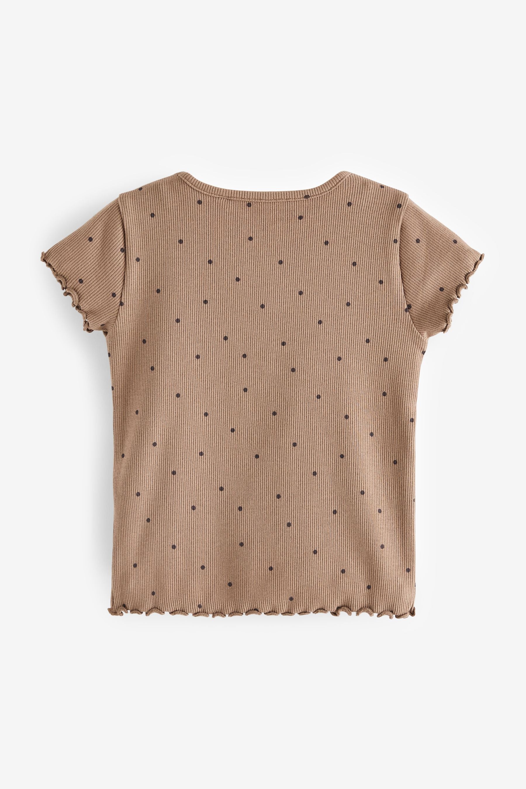 Tan Brown Spot Short Sleeve Rib Top (3mths-7yrs)