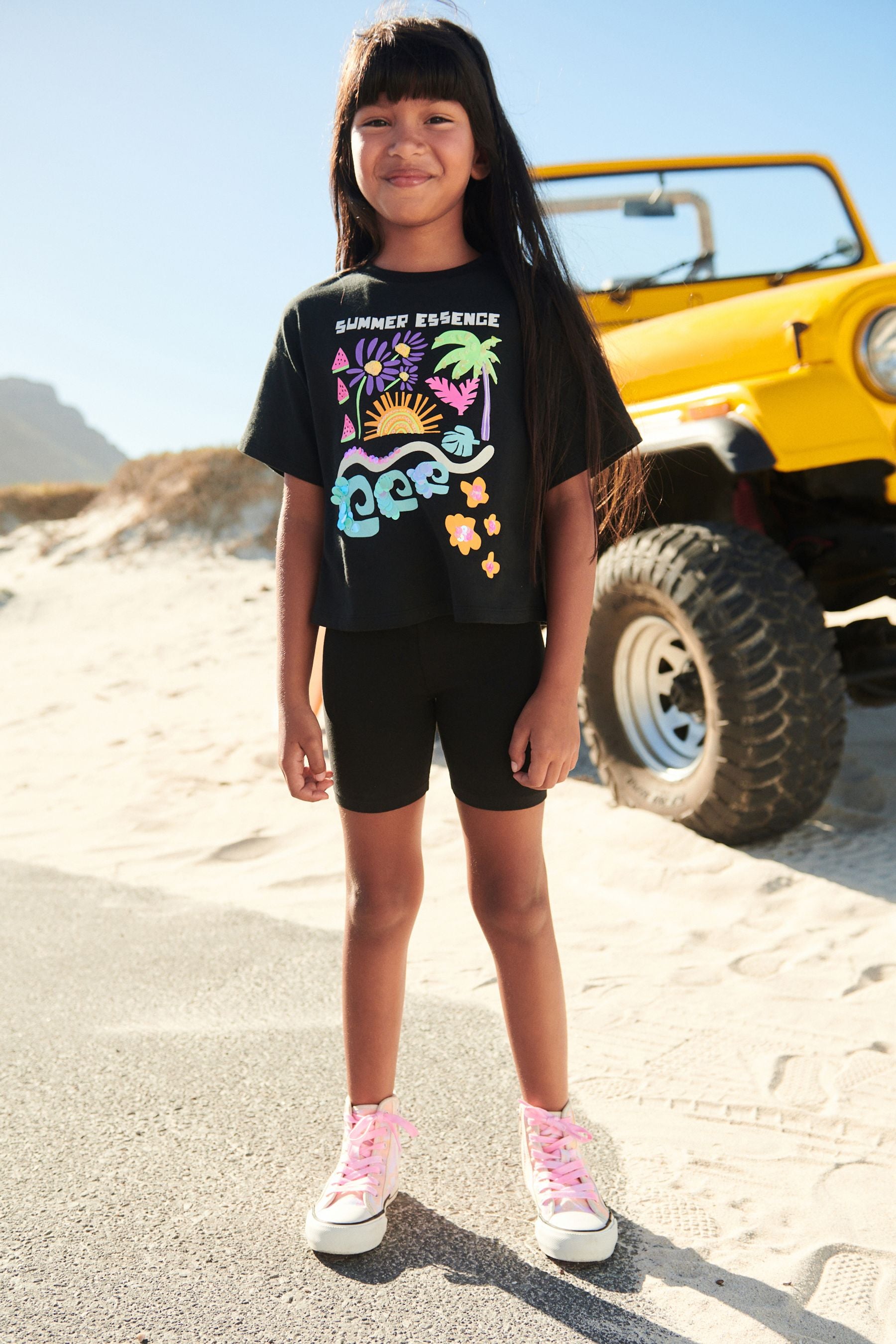 Black Summer Sequin T-Shirt (3-16yrs)