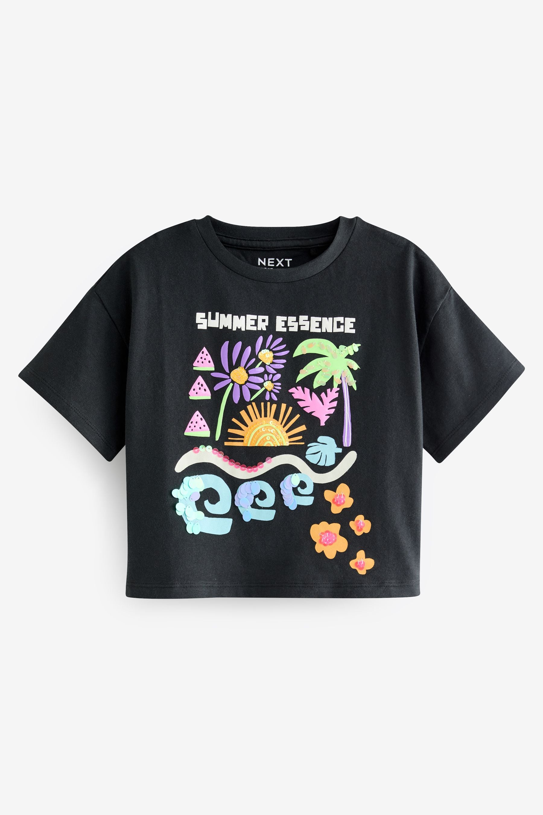 Black Summer Sequin T-Shirt (3-16yrs)