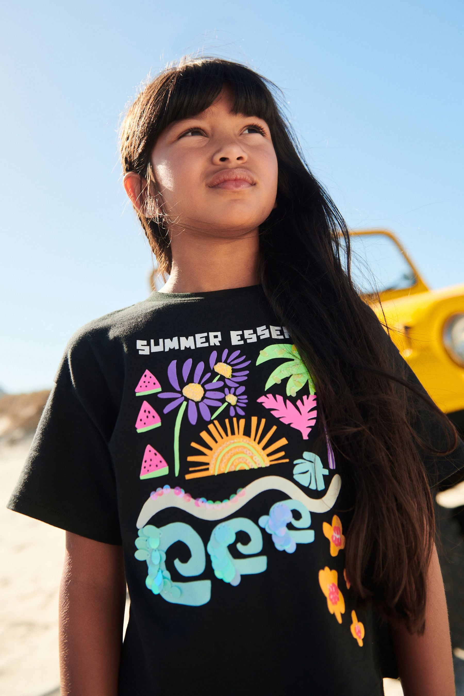 Black Summer Sequin T-Shirt (3-16yrs)