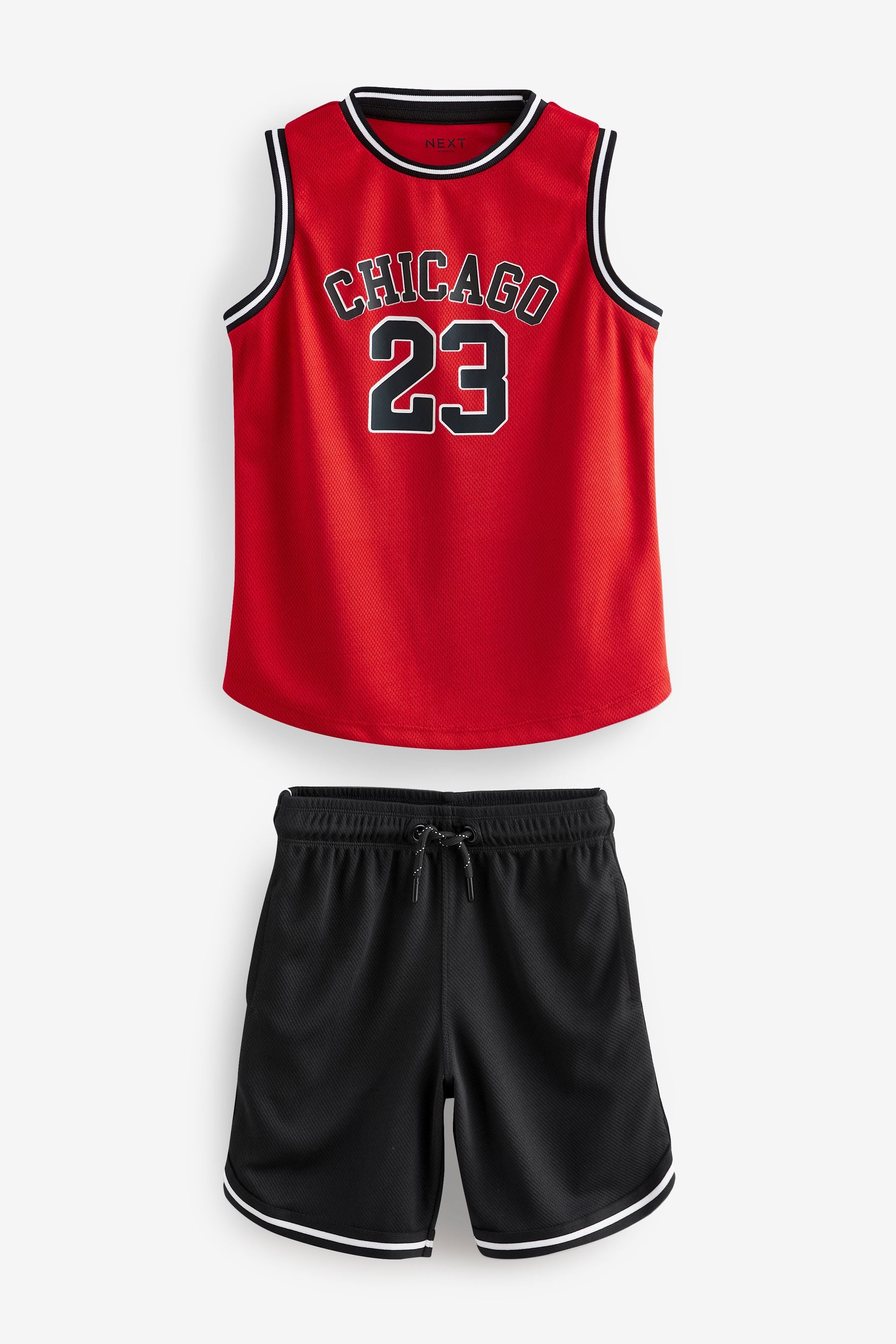 Red Chicago Mesh Vest and Shorts Set (3-16yrs)