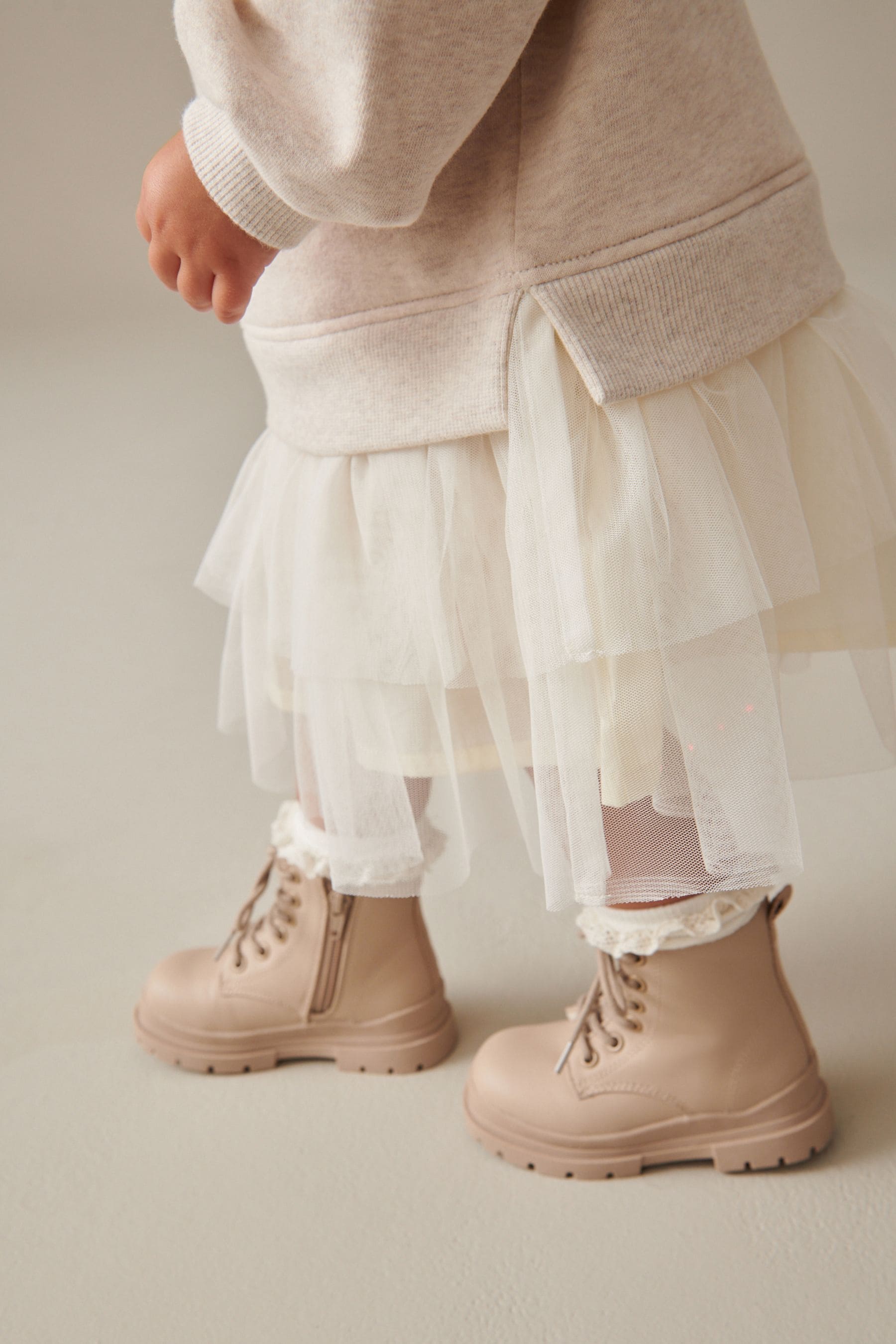 Cream Sweat Mesh Dress (3mths-7yrs)