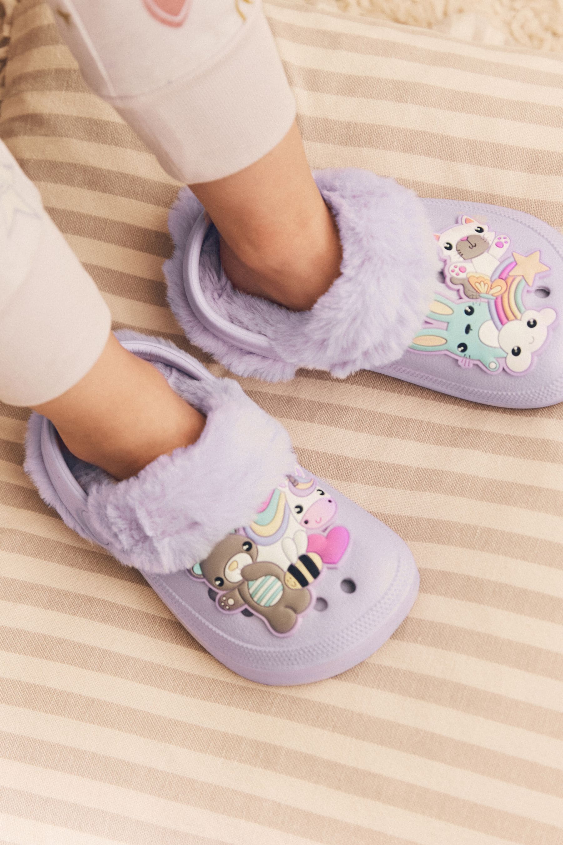 Lilac Purple Character Warm Lined Clog Slippers