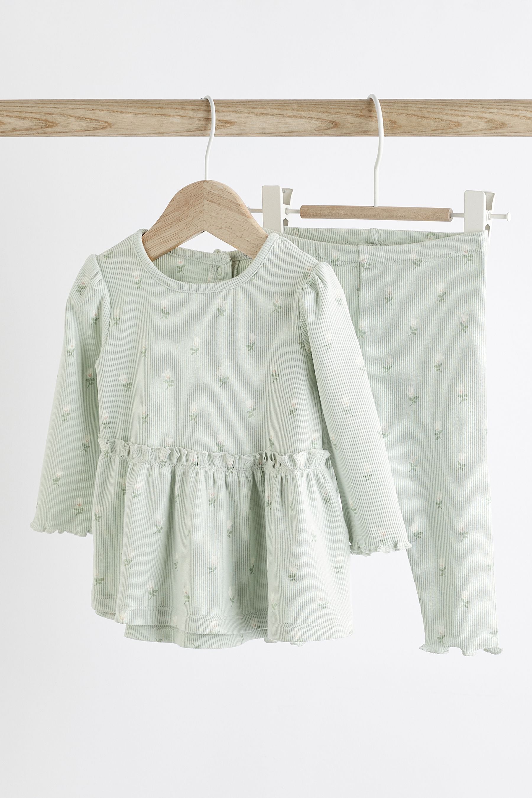 Sage Green Baby Top And Leggings Set