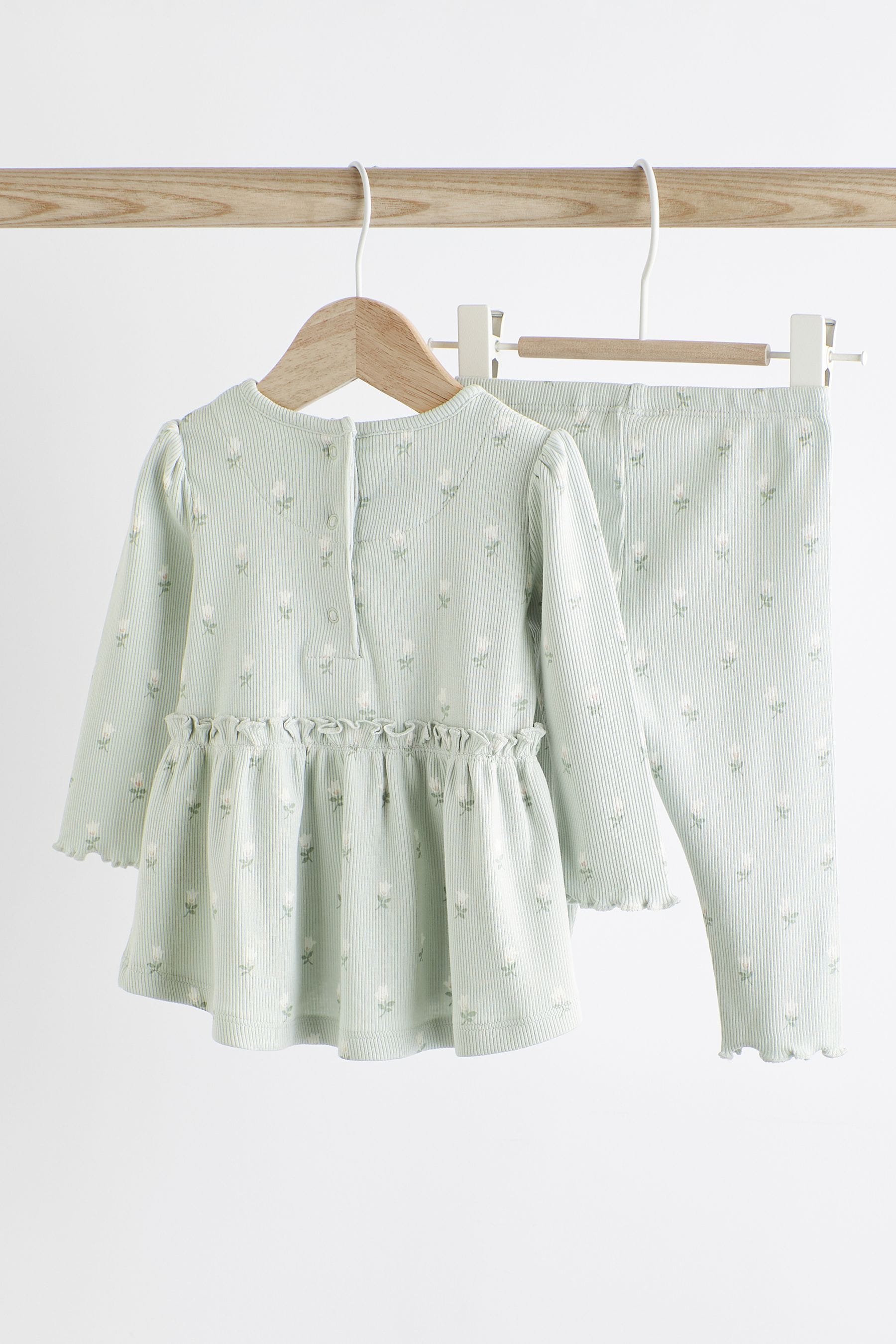 Sage Green Baby Top And Leggings Set