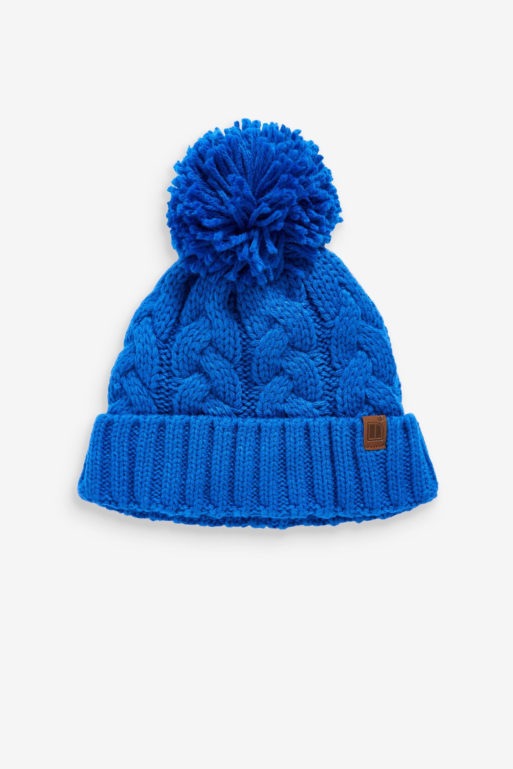 Cobalt Blue Knitted Cable Pom Hat (1-16yrs)