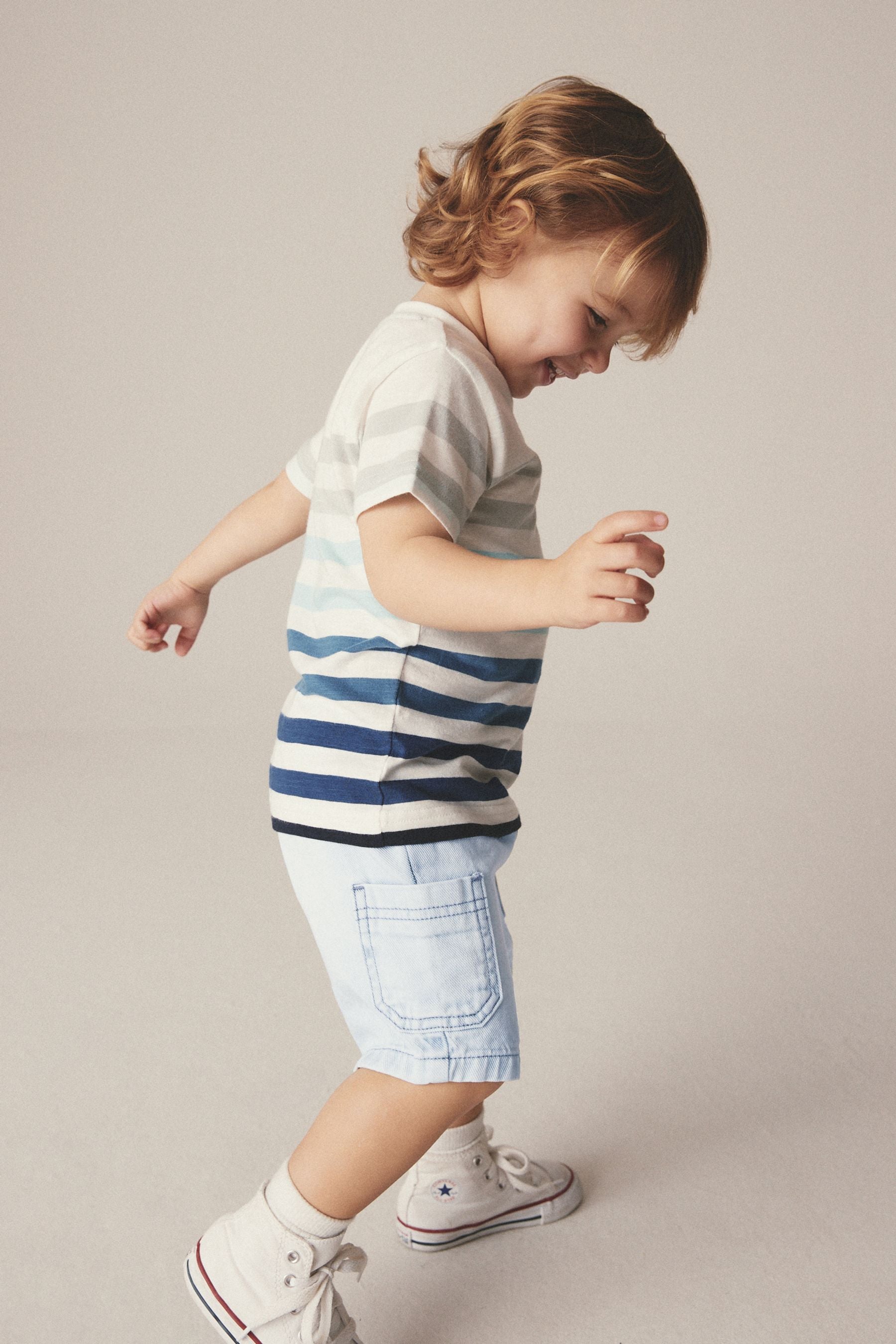 Blue/White Short Sleeve Stripe T-Shirt (3mths-7yrs)