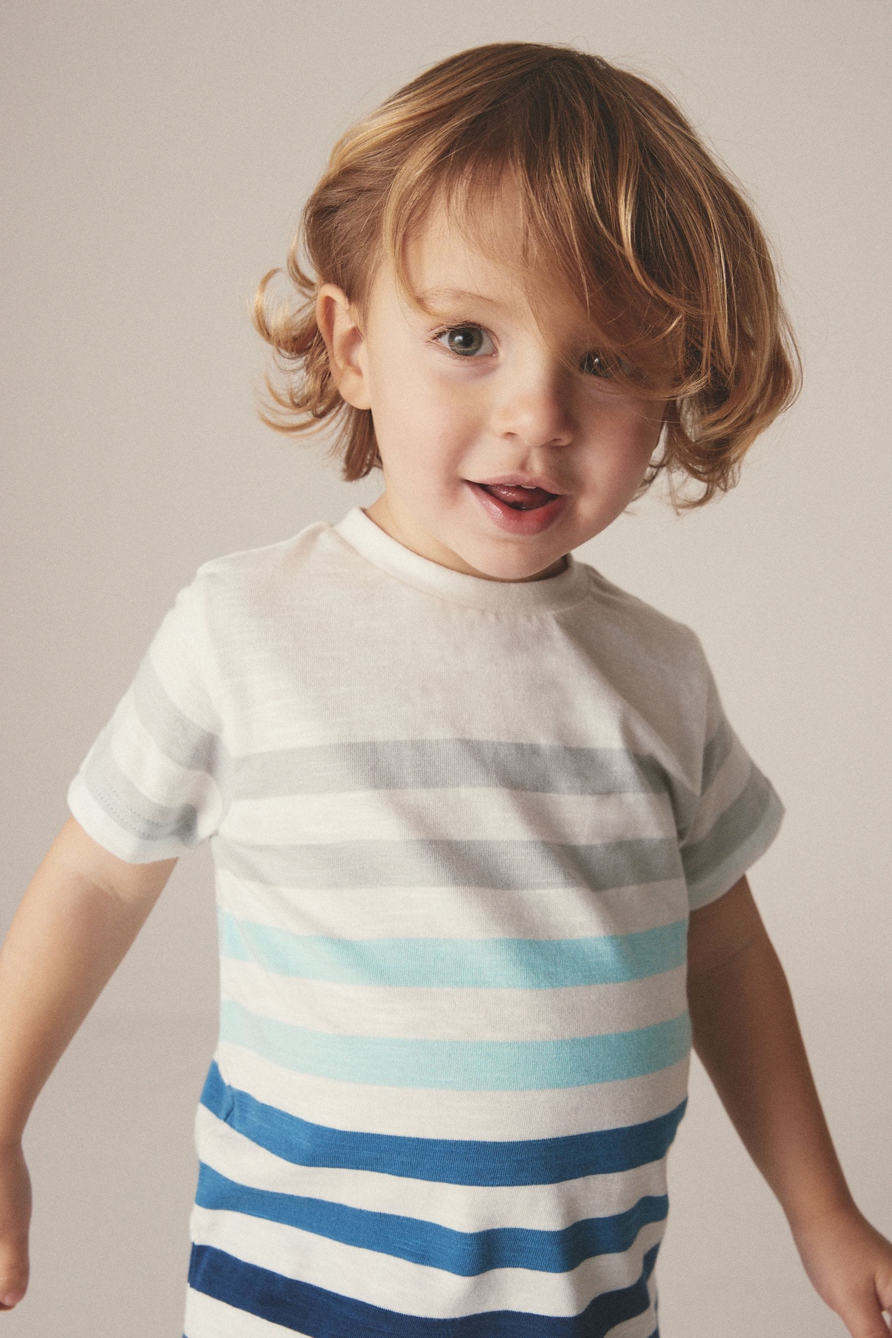 Blue/White Vertical Stripe Short Sleeve 100% Cotton T-Shirt (3mths-7yrs)