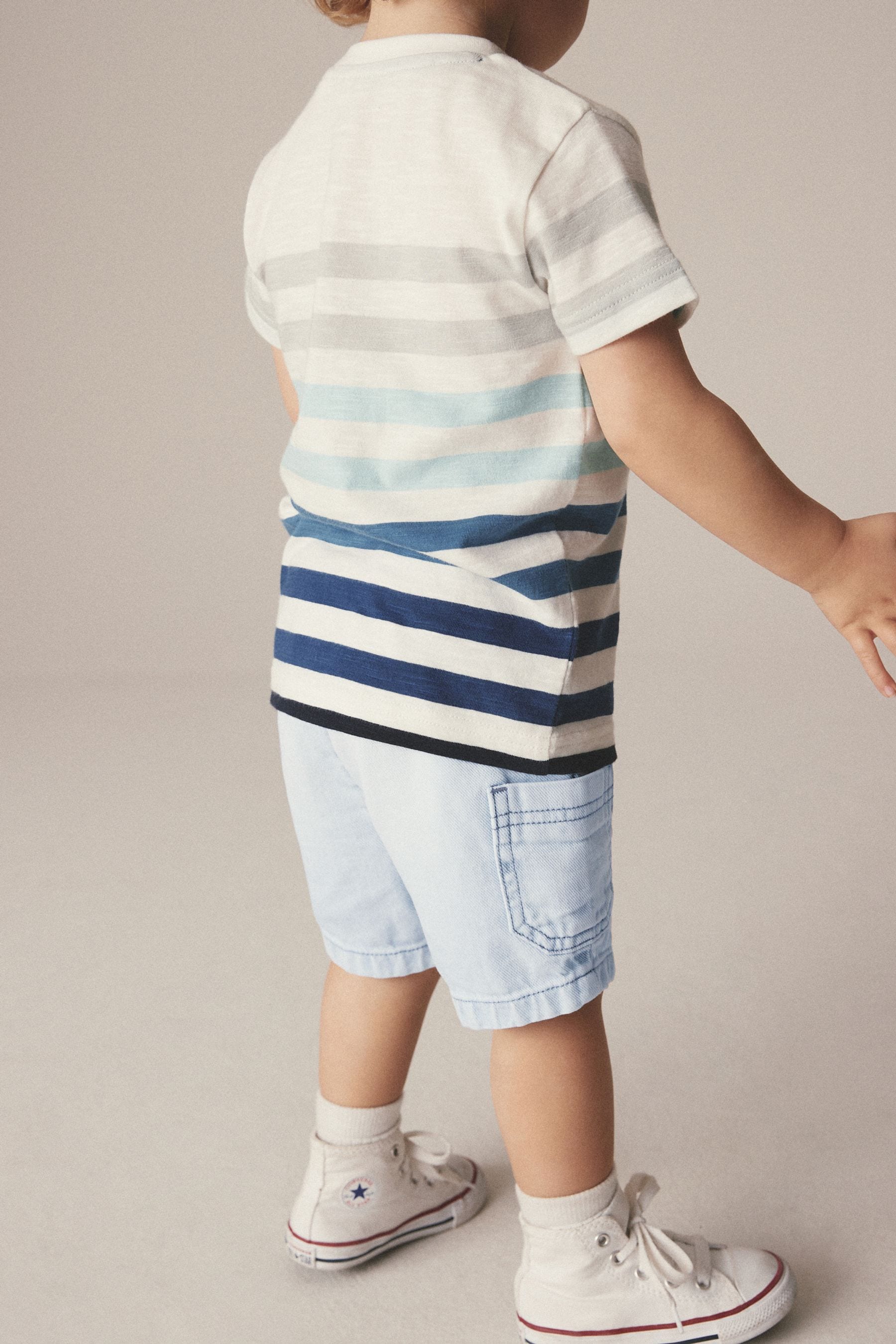 Blue/White Short Sleeve Stripe T-Shirt (3mths-7yrs)