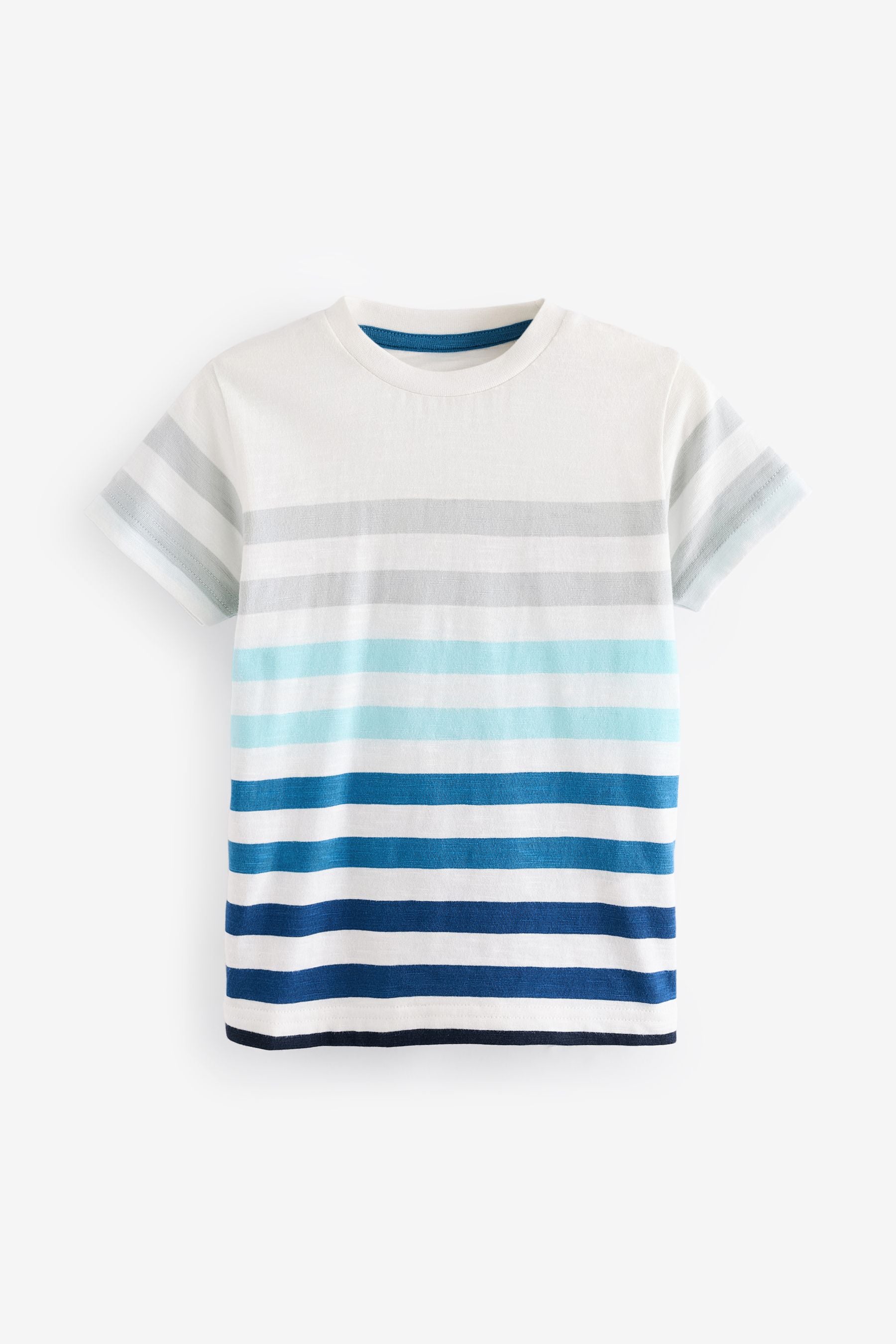 Blue/White Vertical Stripe Short Sleeve 100% Cotton T-Shirt (3mths-7yrs)