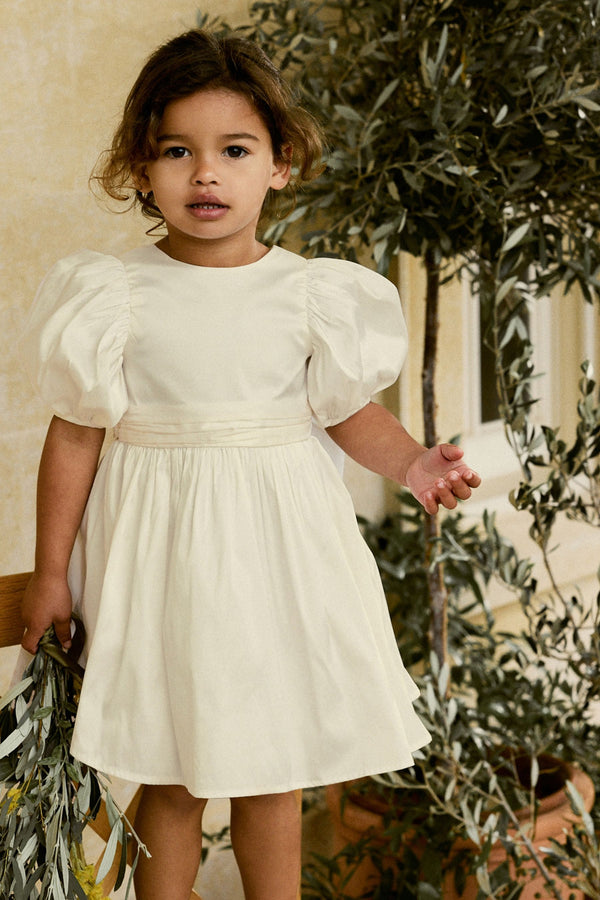 Ivory Girl Taffeta Flower Print Bow Dress (3mths-8yrs)