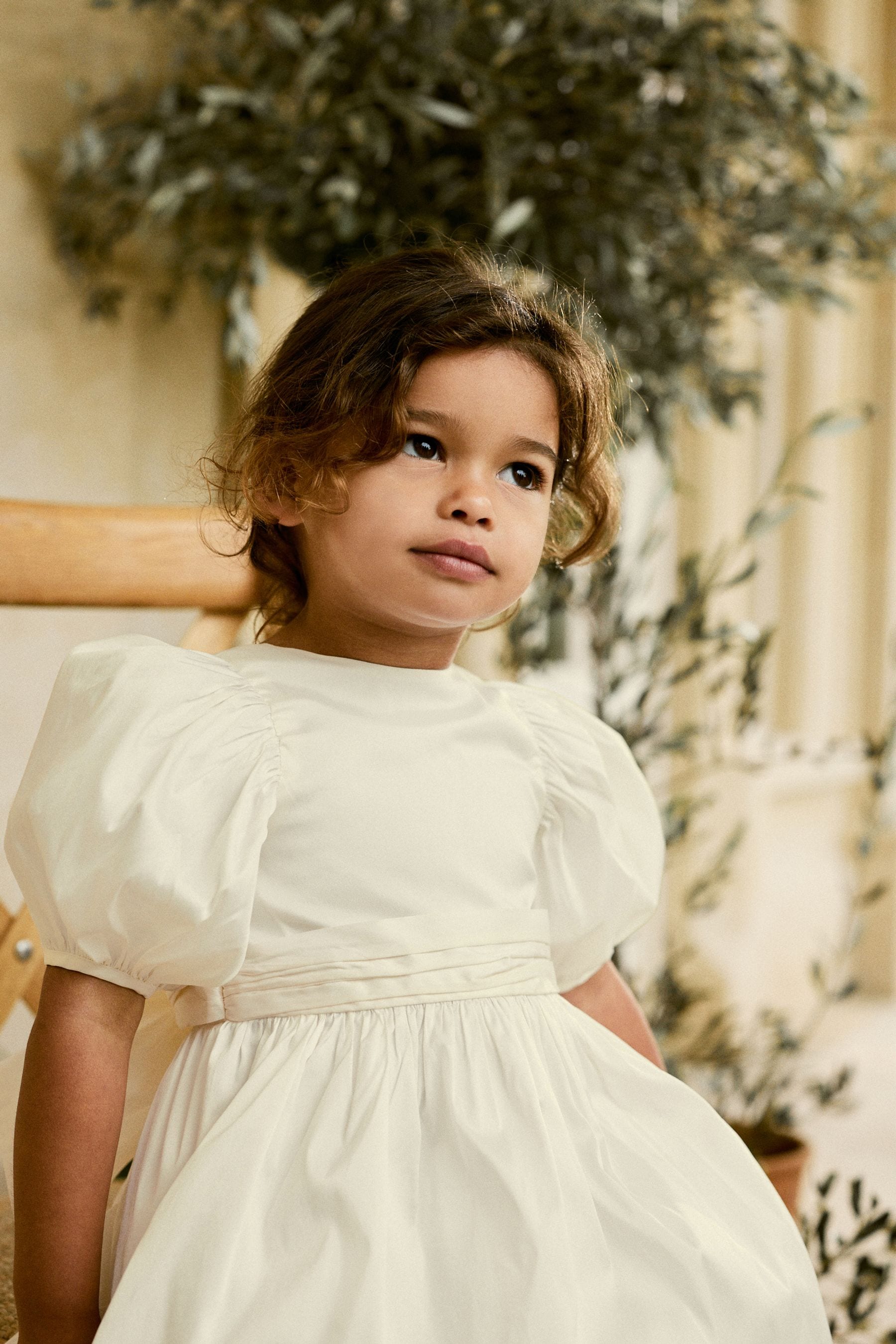 Ivory Girl Taffeta Flower Print Bow Dress (3mths-8yrs)