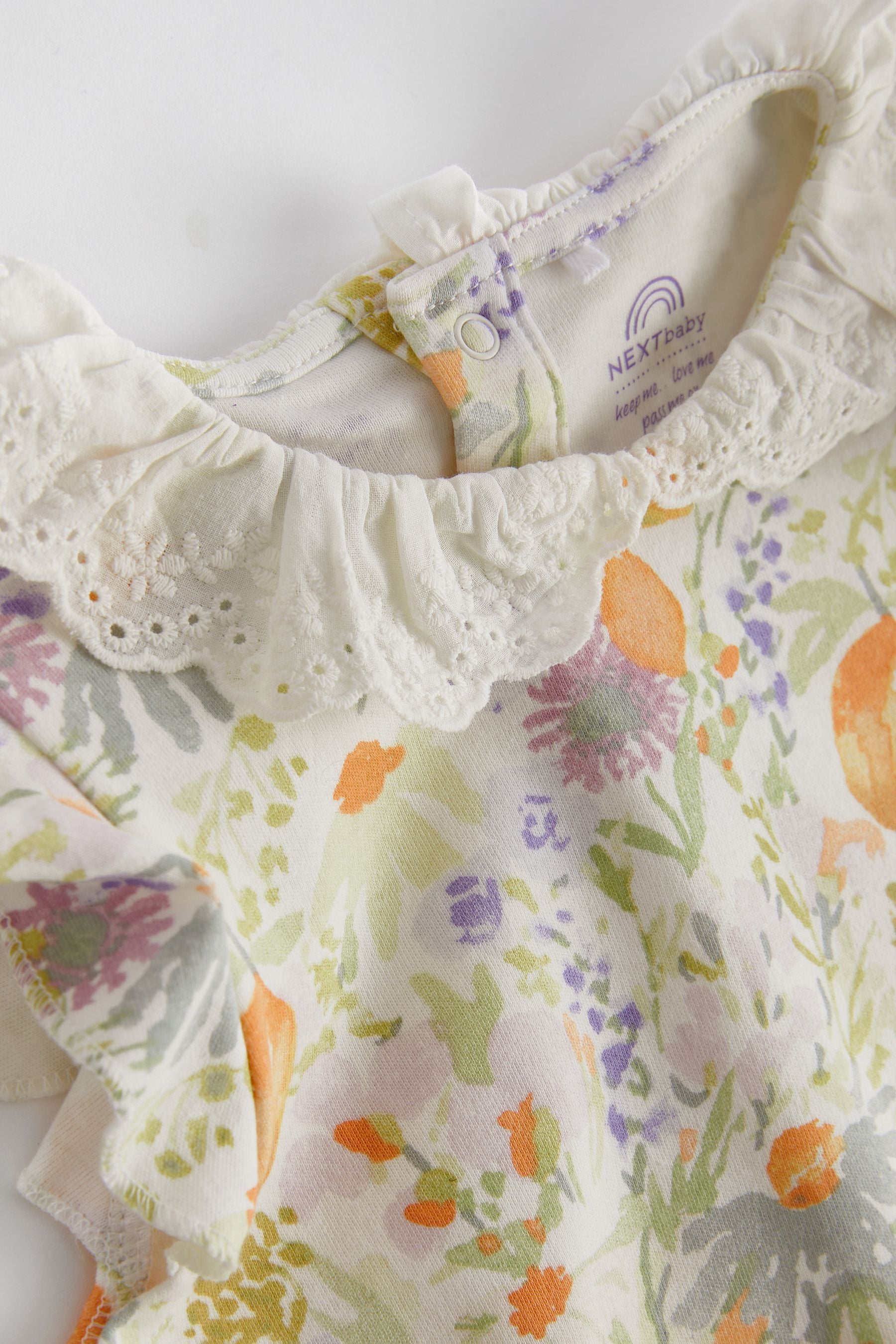 Blue/Yellow Collared Floral Baby Jersey Romper