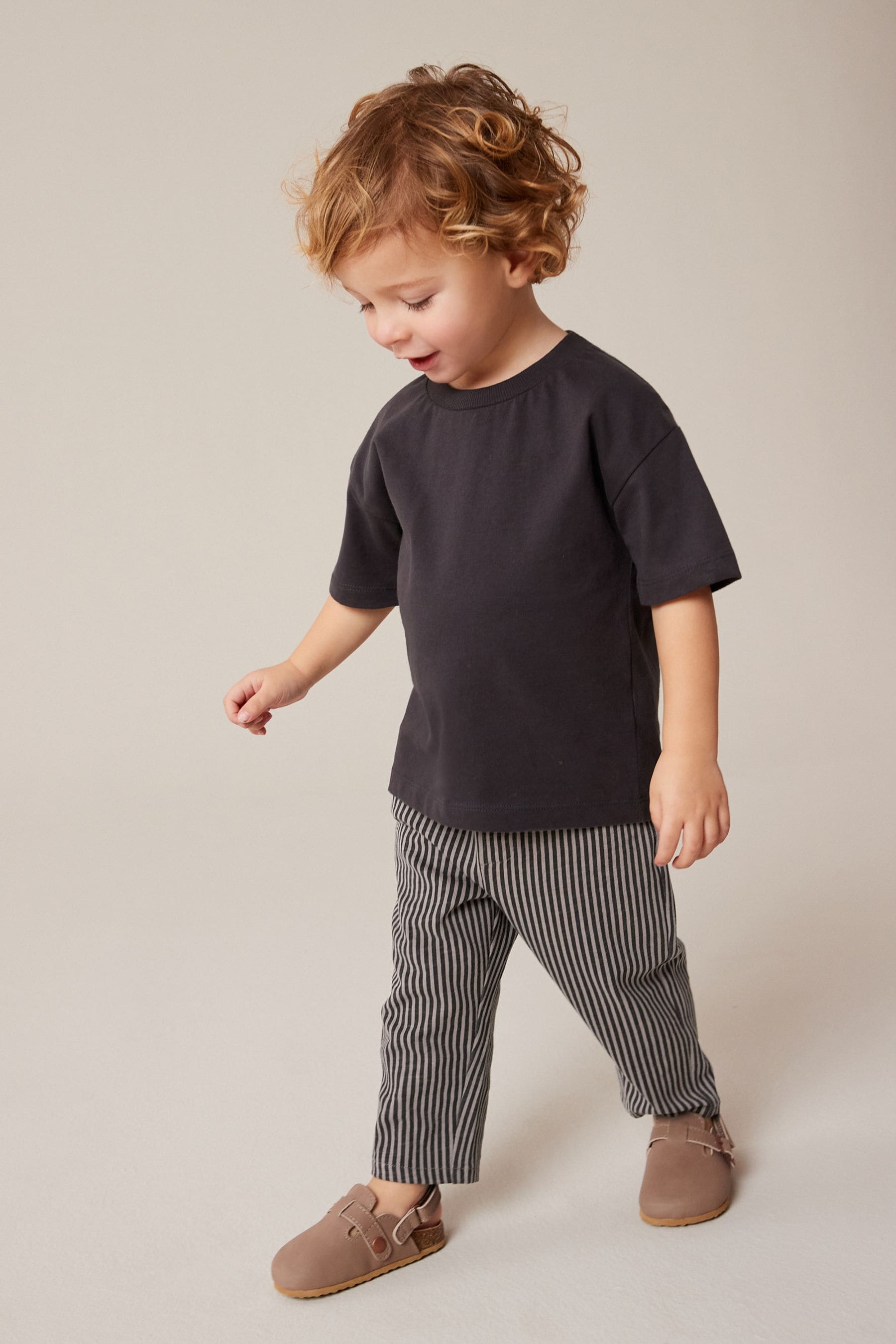 Navy/Cream 100% Cotton Lightweight Stripe Jersey Joggers (3mths-7yrs)