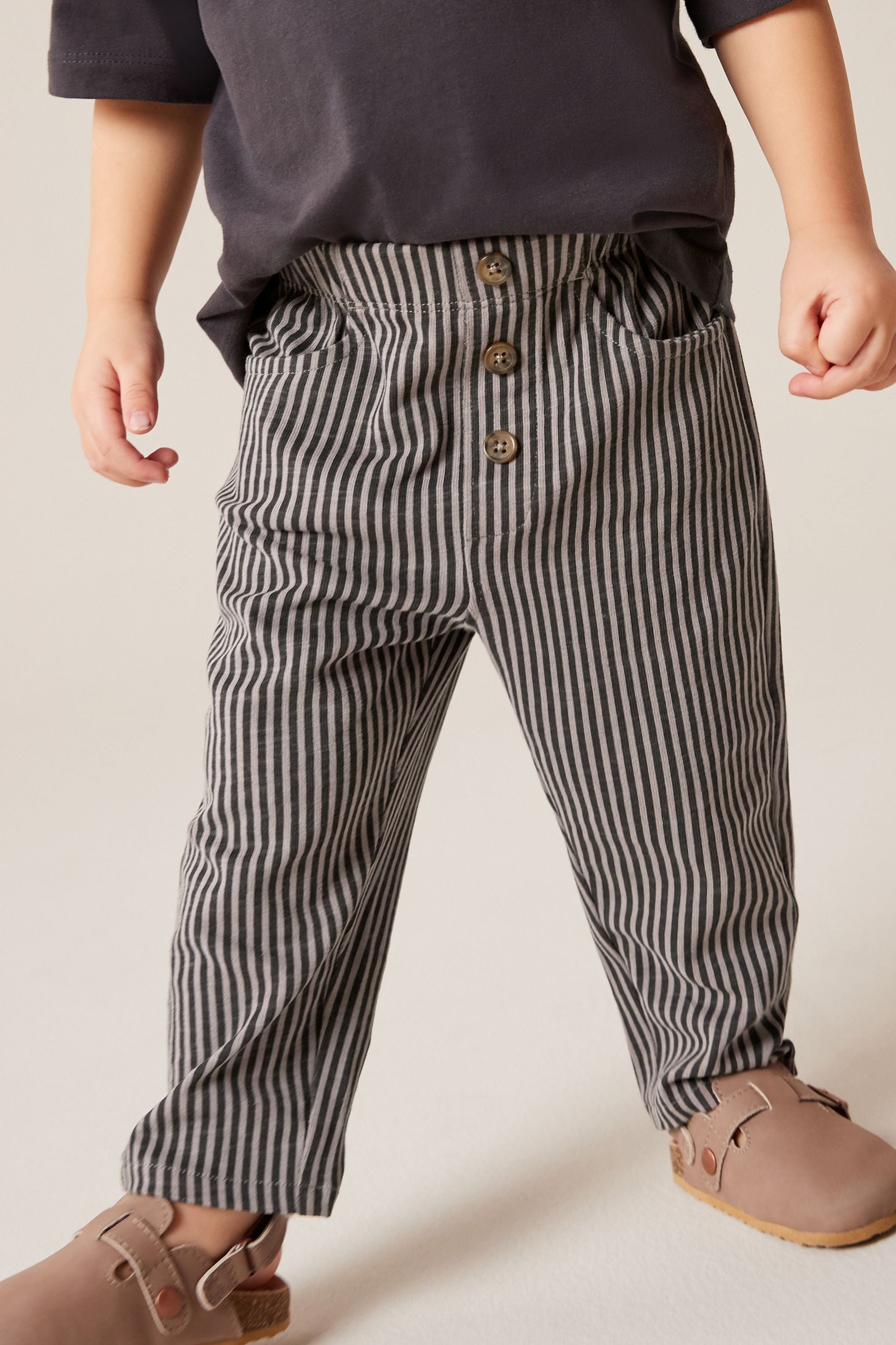 Navy/Cream 100% Cotton Lightweight Stripe Jersey Joggers (3mths-7yrs)