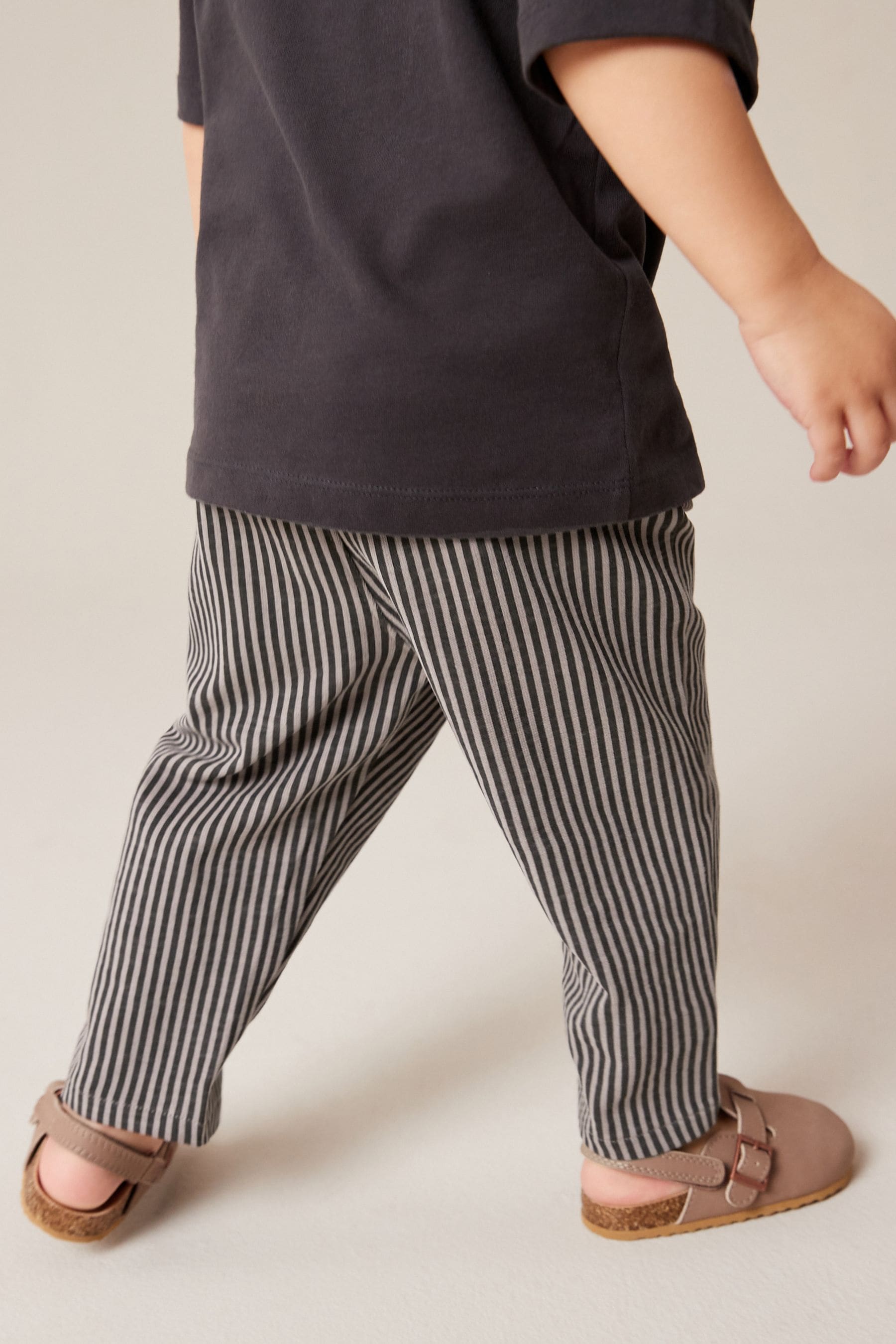 Navy/Cream 100% Cotton Lightweight Stripe Jersey Joggers (3mths-7yrs)