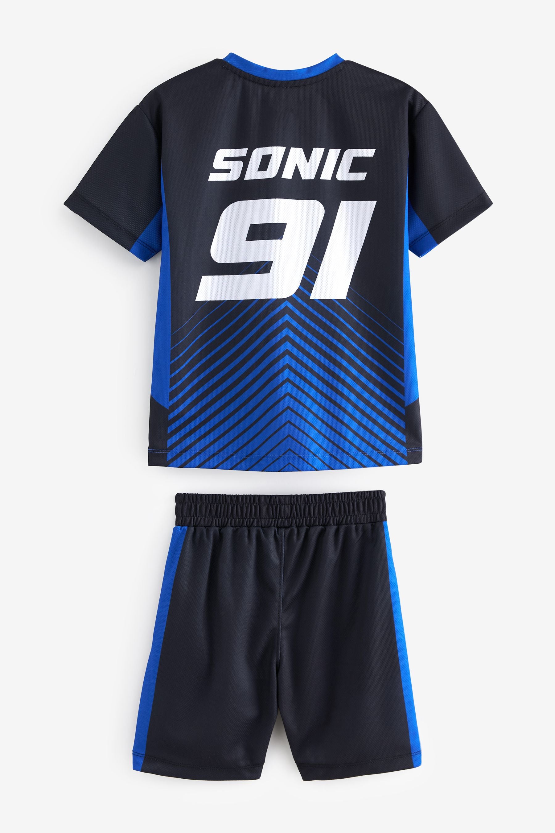 Blue/Black Licensed Sonic Football Inspired T-Shirt and Short Set (3-16yrs)