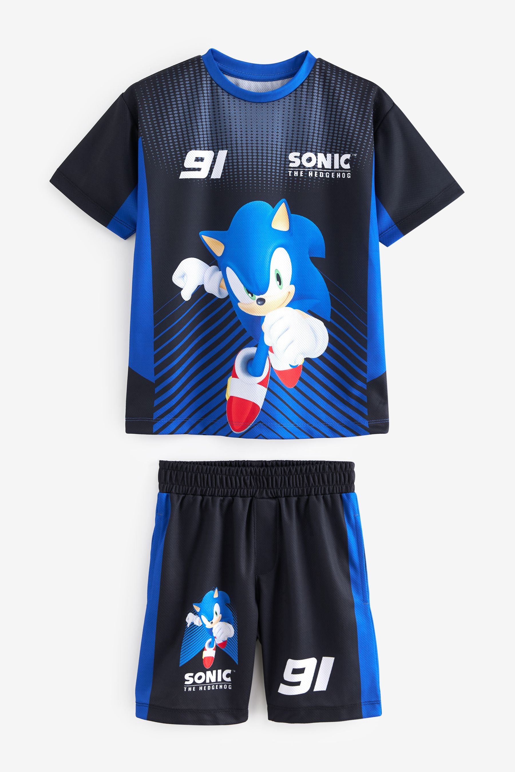 Blue/Black Sonic Football Inspired T-Shirt and Short Set (3-16yrs)