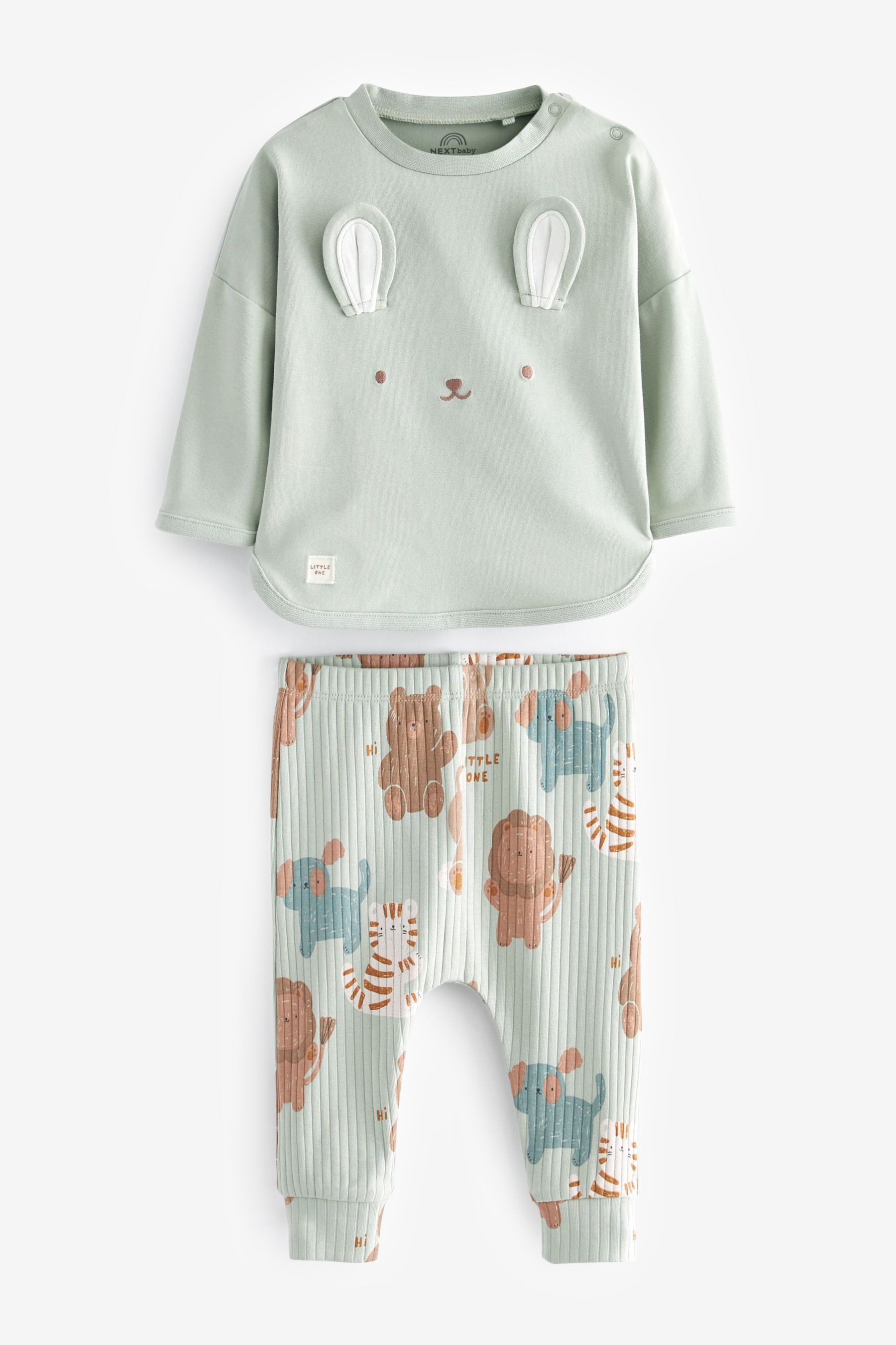 Ochre Yellow/Mint Green Character Baby T-Shirts And Leggings 6 Piece Set (0mths-2yrs)