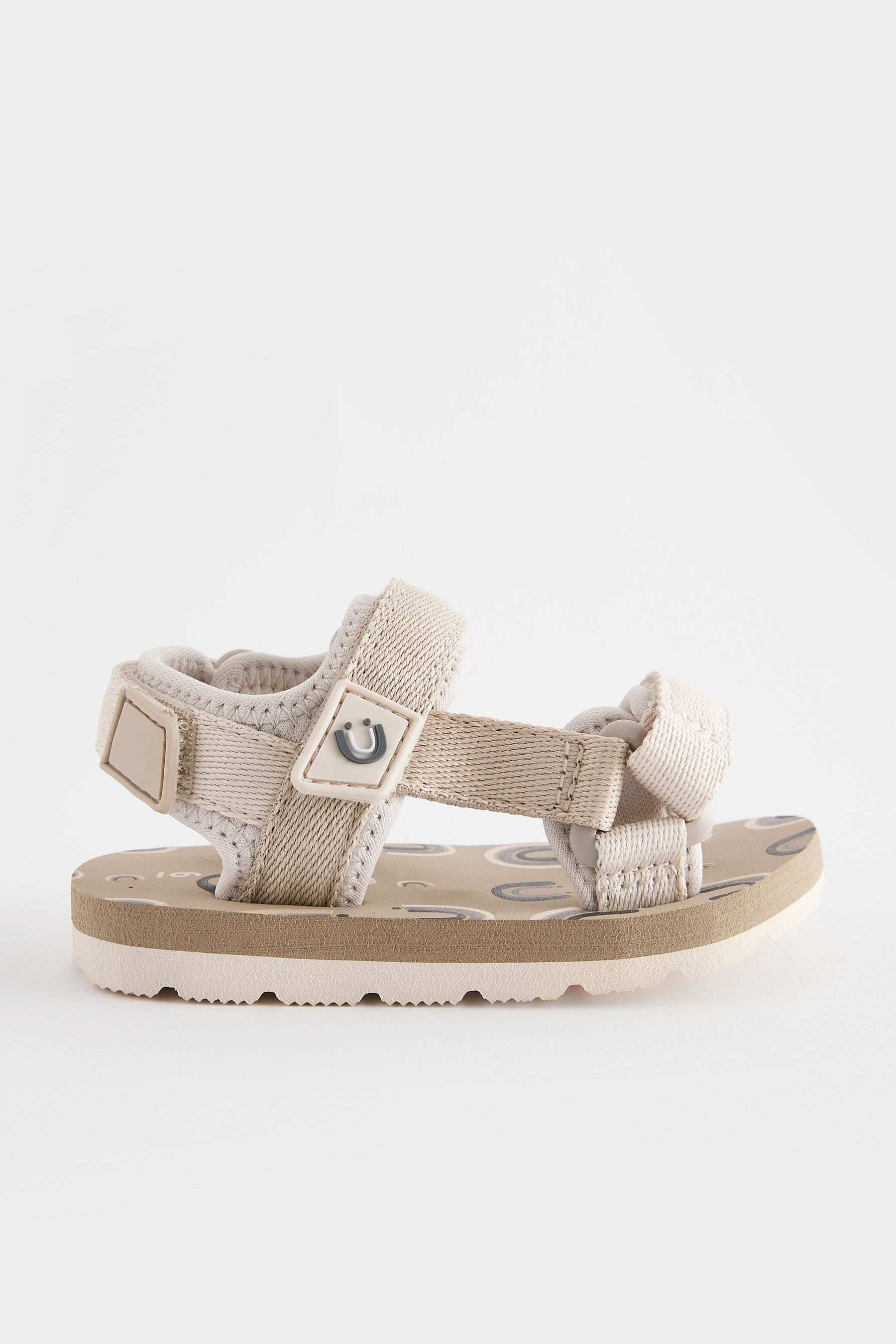 Cream Beige Standard Fit (F) Touch Fastening Adjustable Strap Tape Trekker Sandals