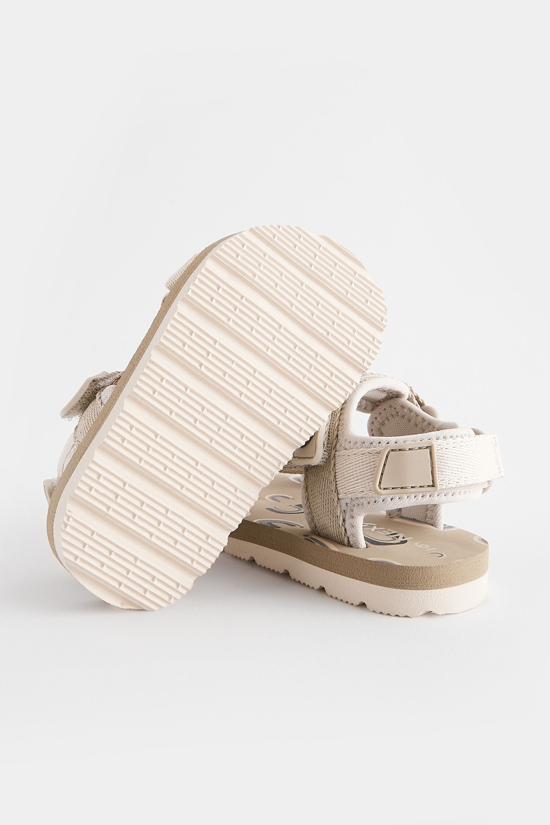 Cream Beige Standard Fit (F) Touch Fastening Adjustable Strap Tape Trekker Sandals