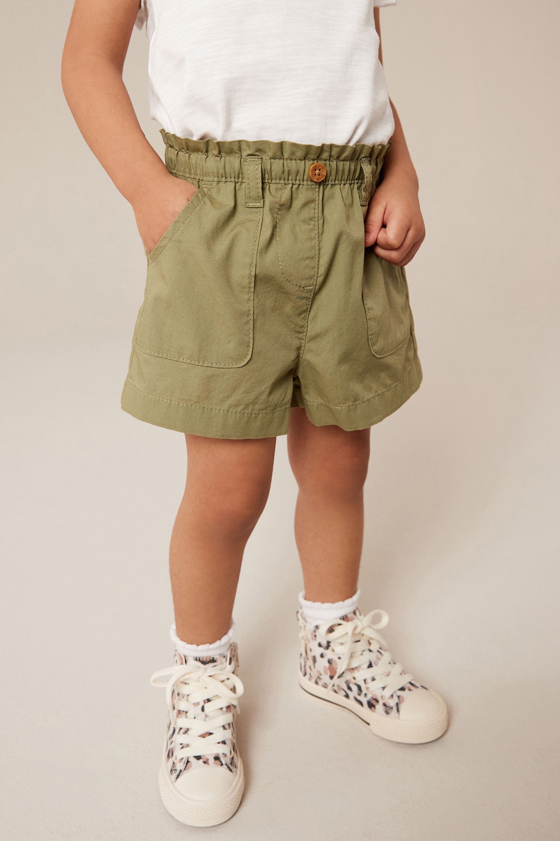 Khaki Green 100% Cotton Pull-On Shorts (3mths-7yrs)