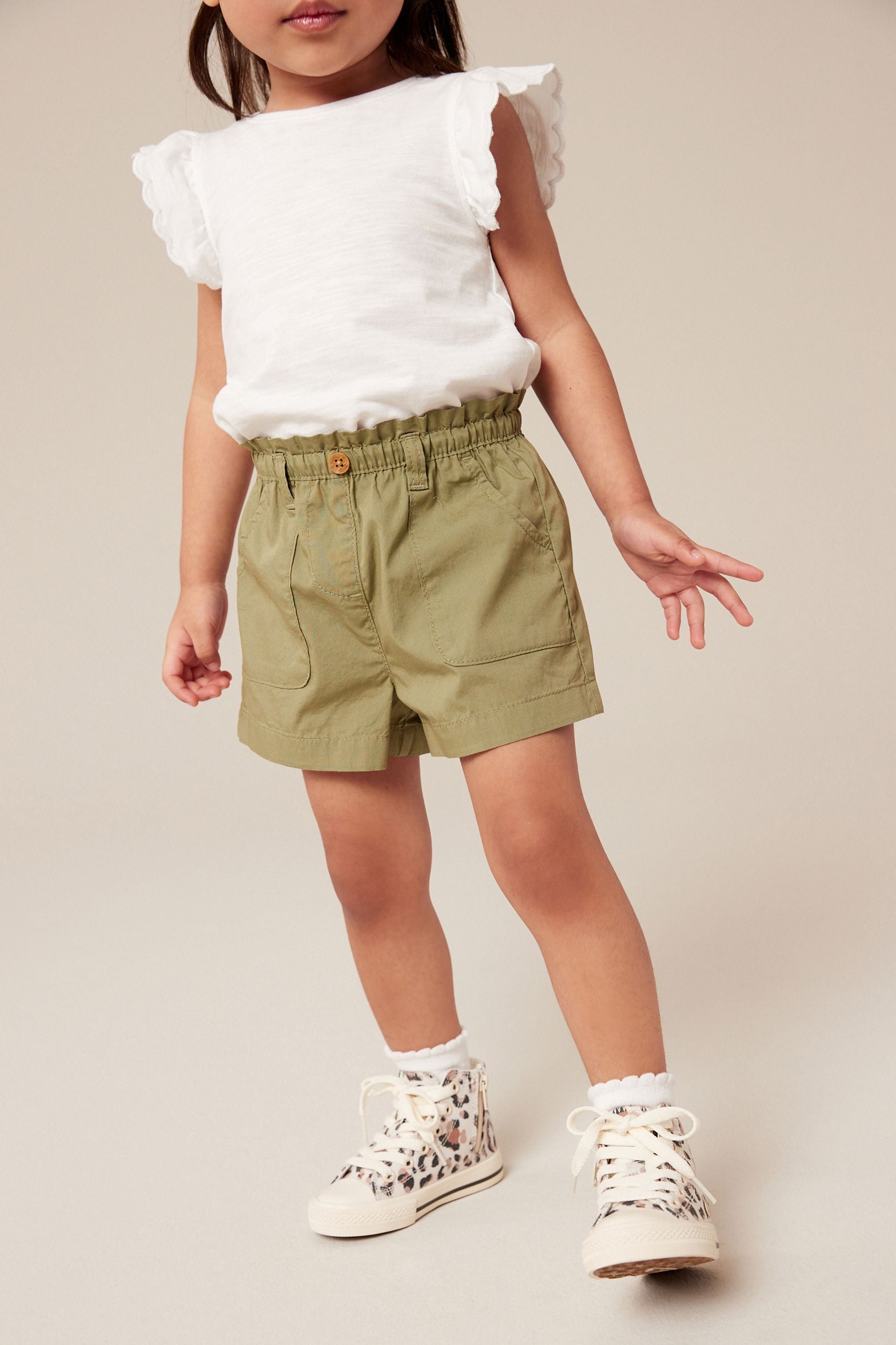 Khaki Green 100% Cotton Pull-On Shorts (3mths-7yrs)