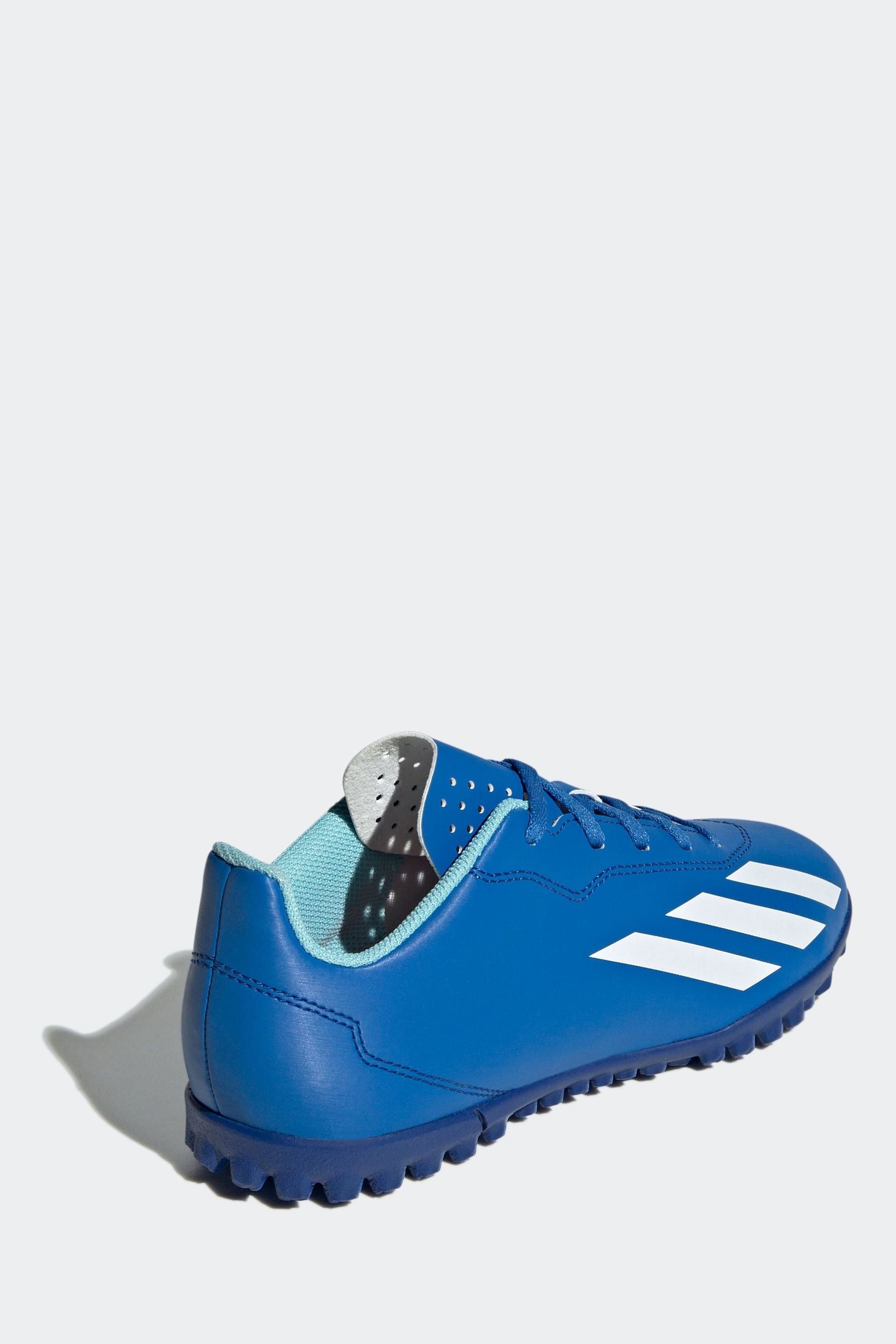 adidas Blue/White Football Sport Performance Kids X Crazyfast 4 Turf Boots