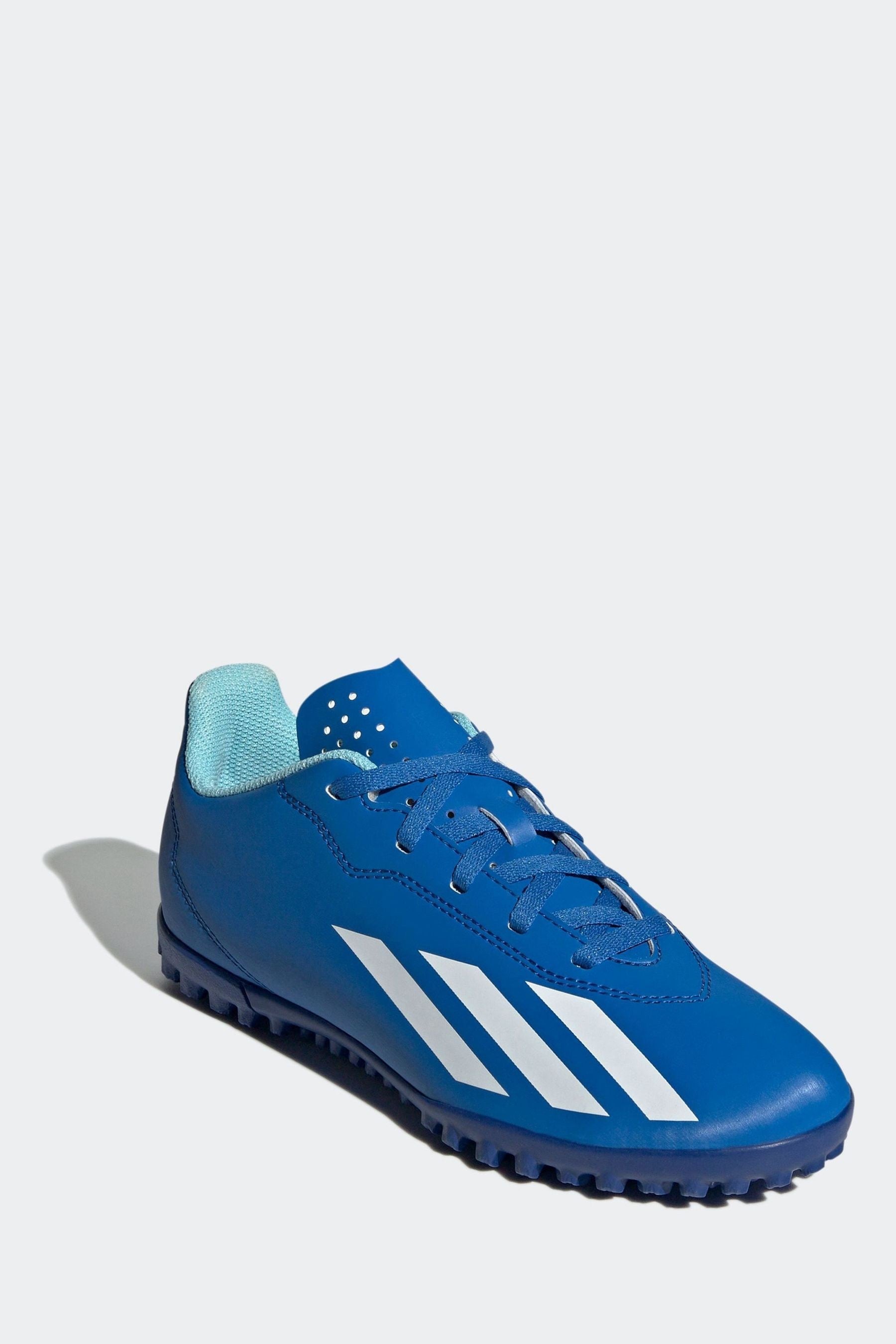 adidas Blue/White Football Sport Performance Kids X Crazyfast 4 Turf Boots