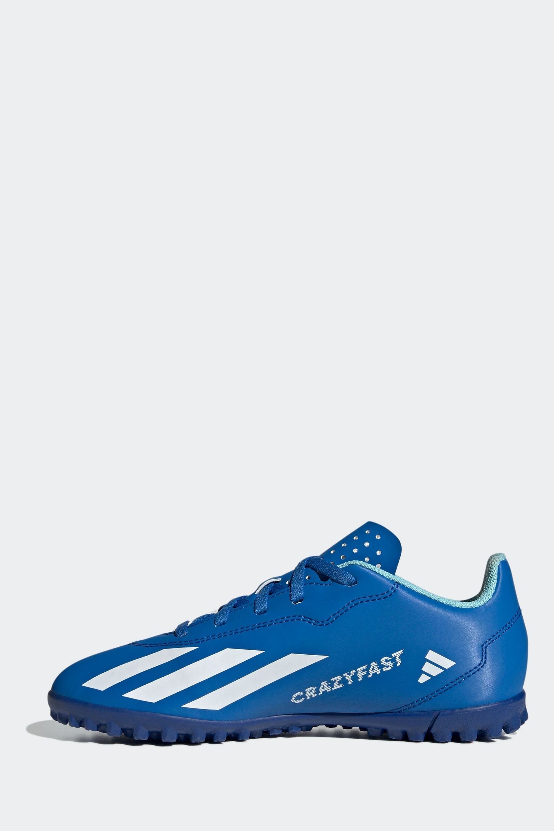 adidas Blue/White Football Sport Performance Kids X Crazyfast 4 Turf Boots