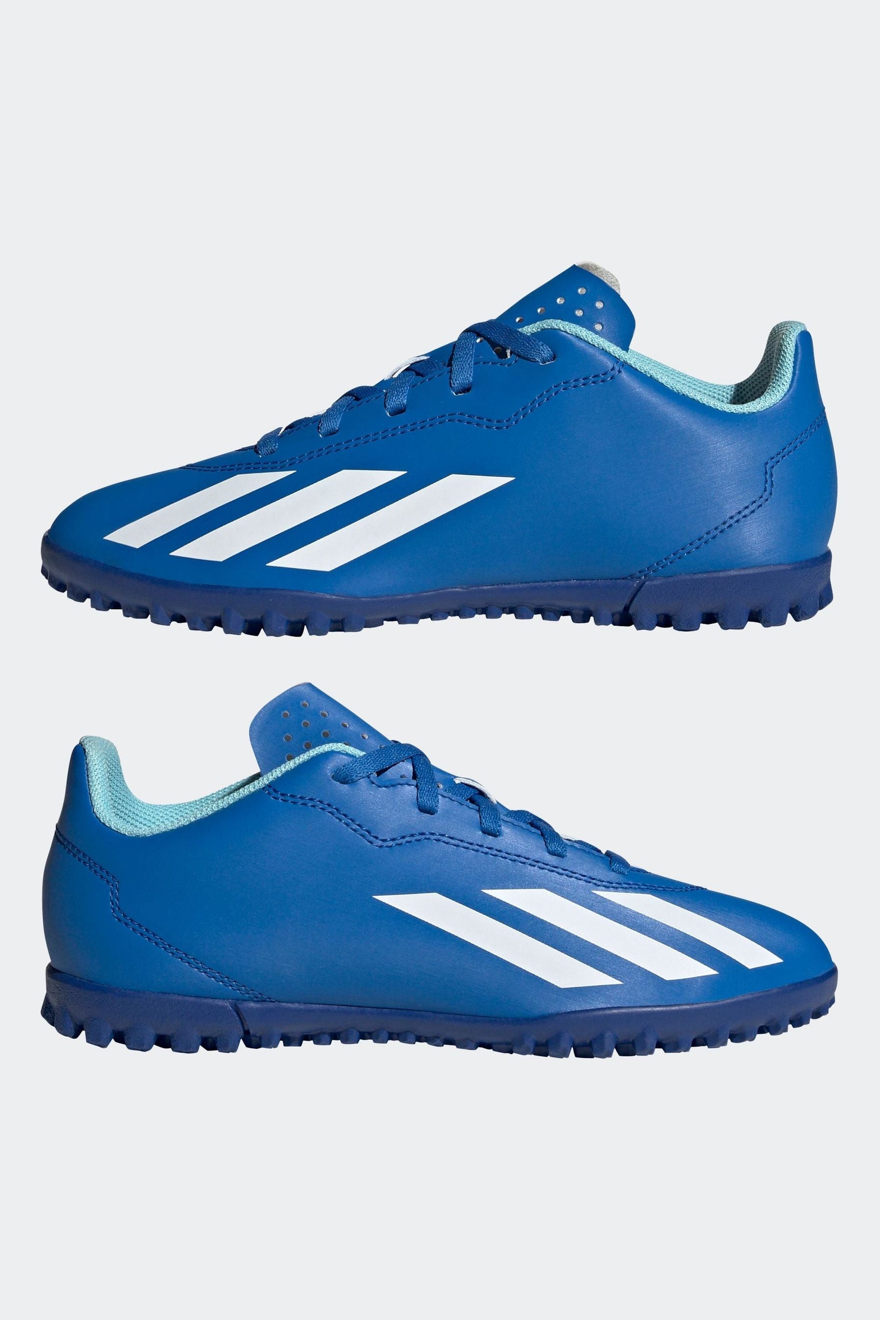 adidas Blue/White Football Sport Performance Kids X Crazyfast 4 Turf Boots