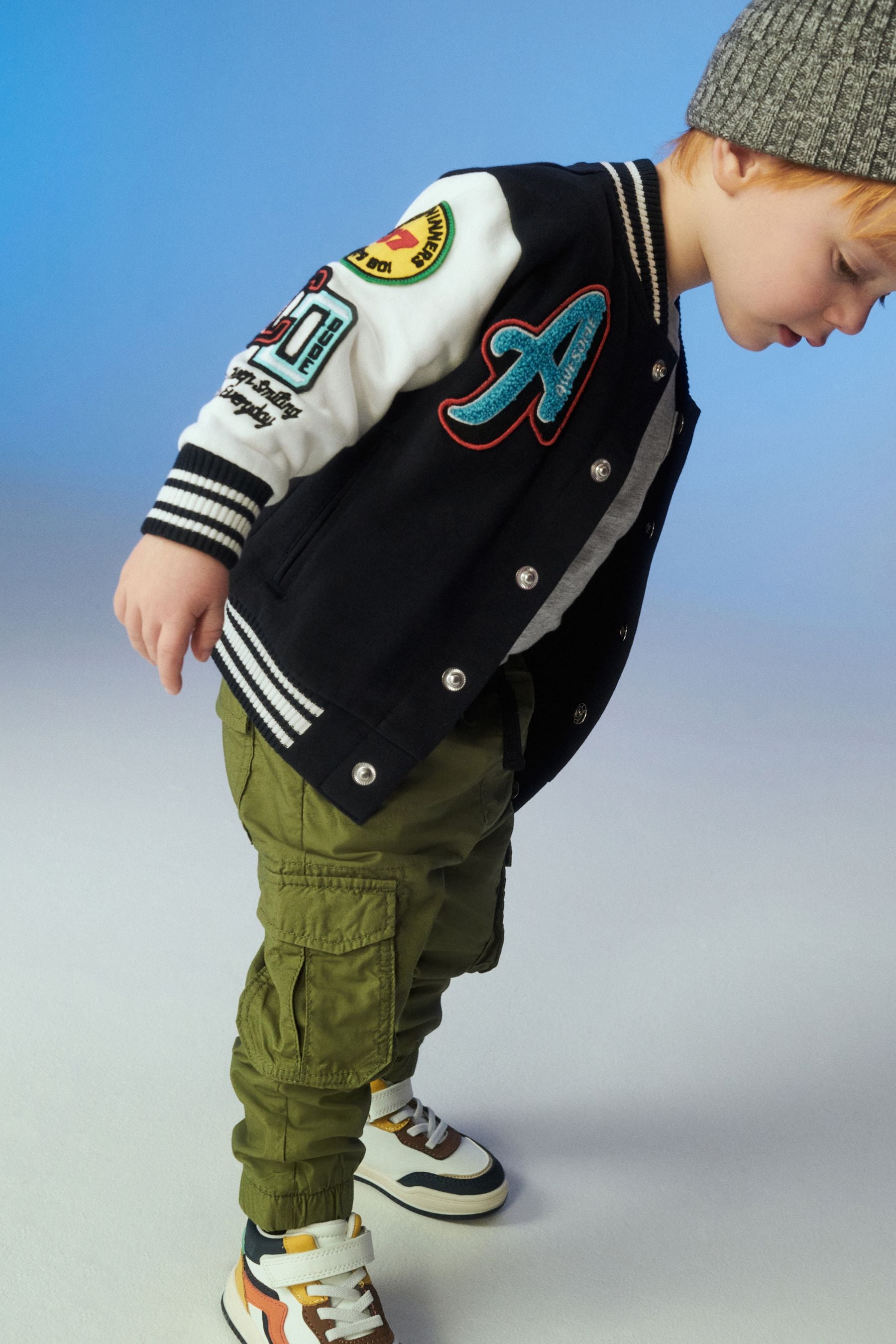 Navy Blue Letterman Jacket (3mths-7yrs)