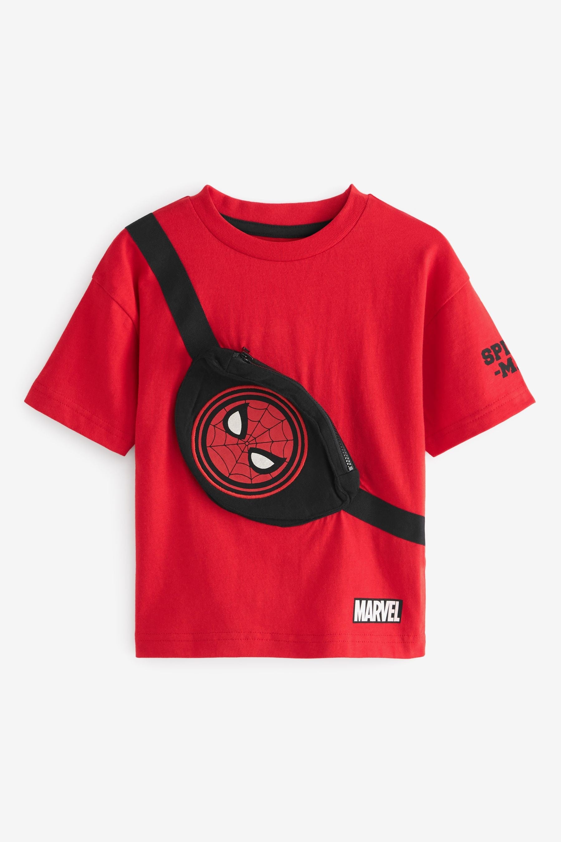 Red Marvel Spider-Man Short Sleeve 100% Cotton Bumbag T-Shirt (3mths-8yrs)