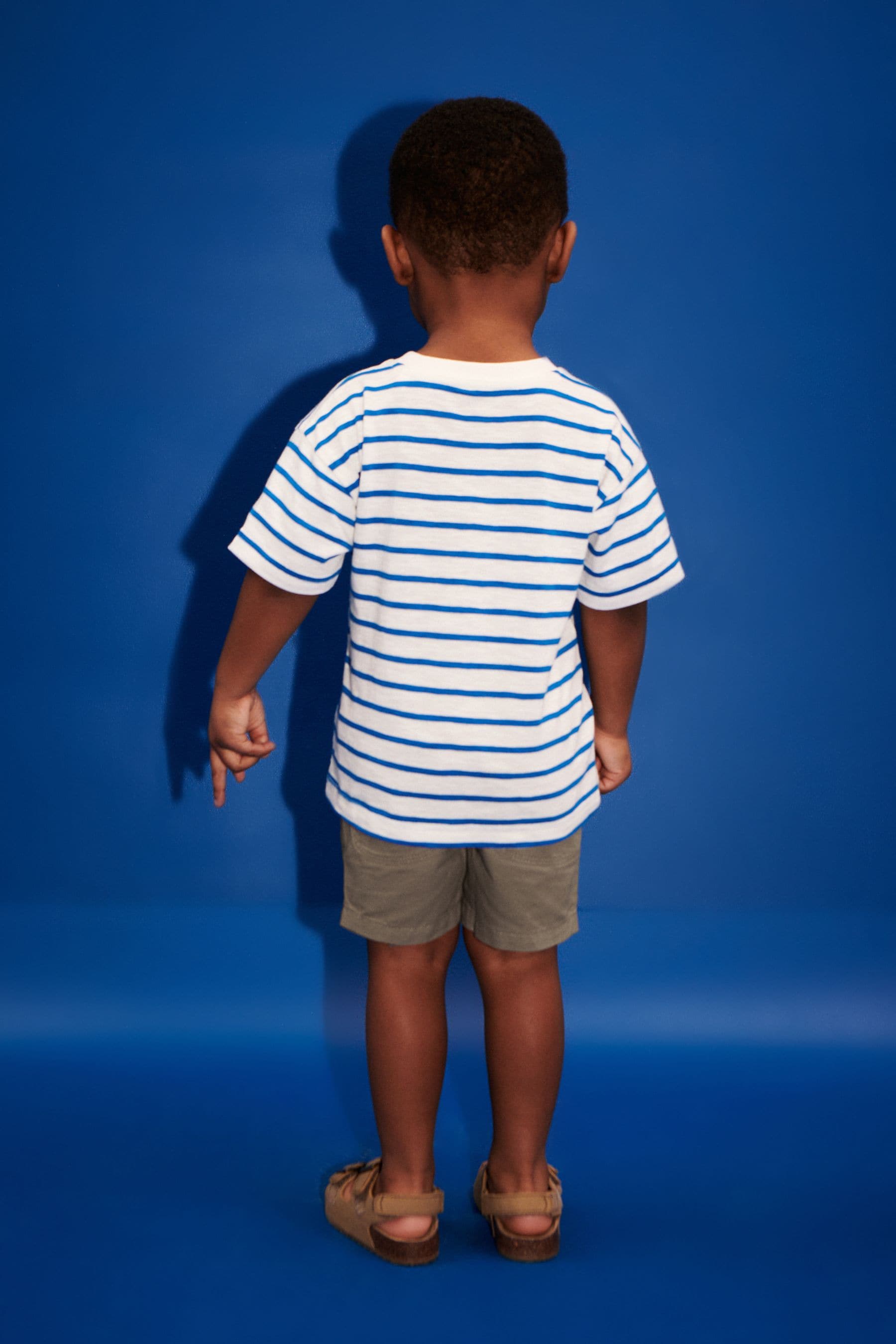 Blue/White 100% Cotton Short Sleeve Pocket T-Shirt (3mths-7yrs)