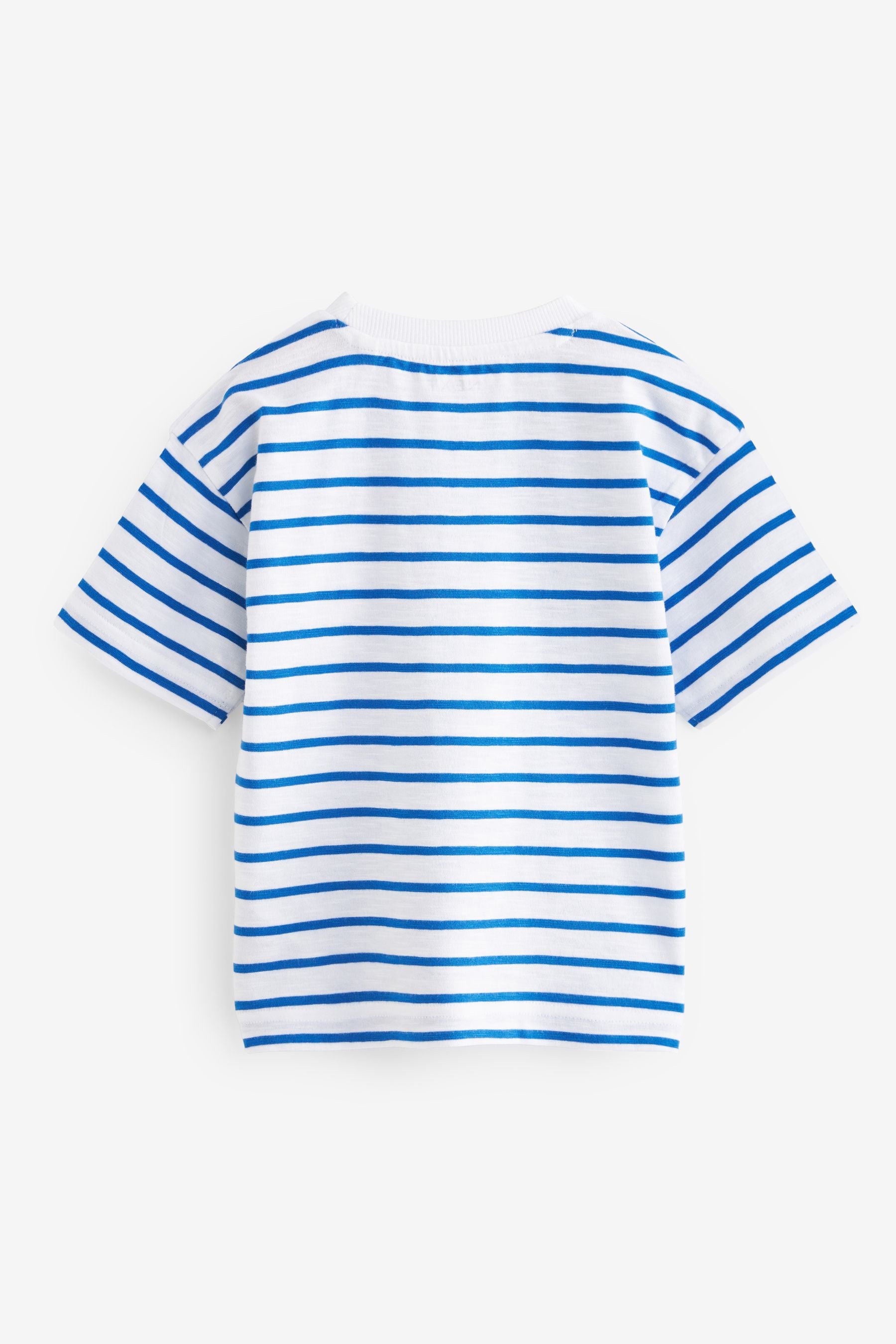 Blue/White 100% Cotton Short Sleeve Pocket T-Shirt (3mths-7yrs)